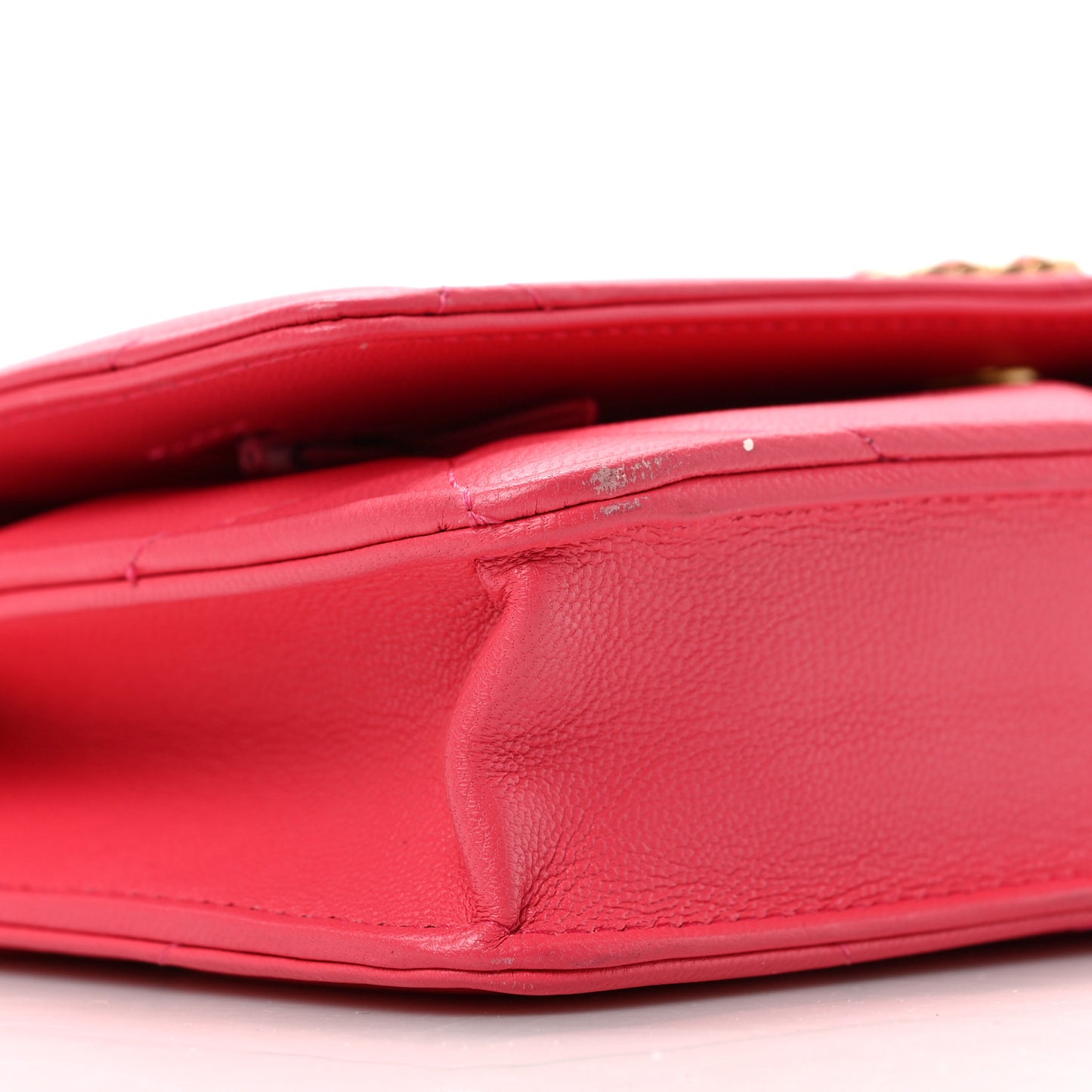 Lambskin Quilted Chanel 19 Wallet On Chain WOC Dark Pink