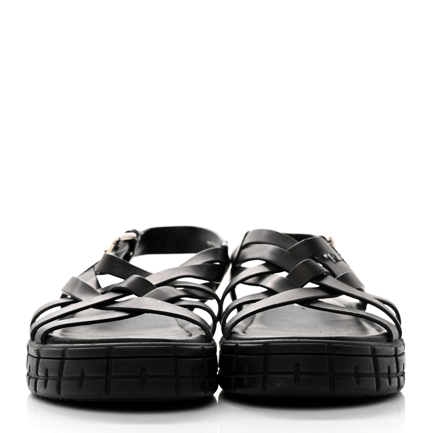 Natural Calfskin Buckled Slingback 30mm Sandals 38 Black