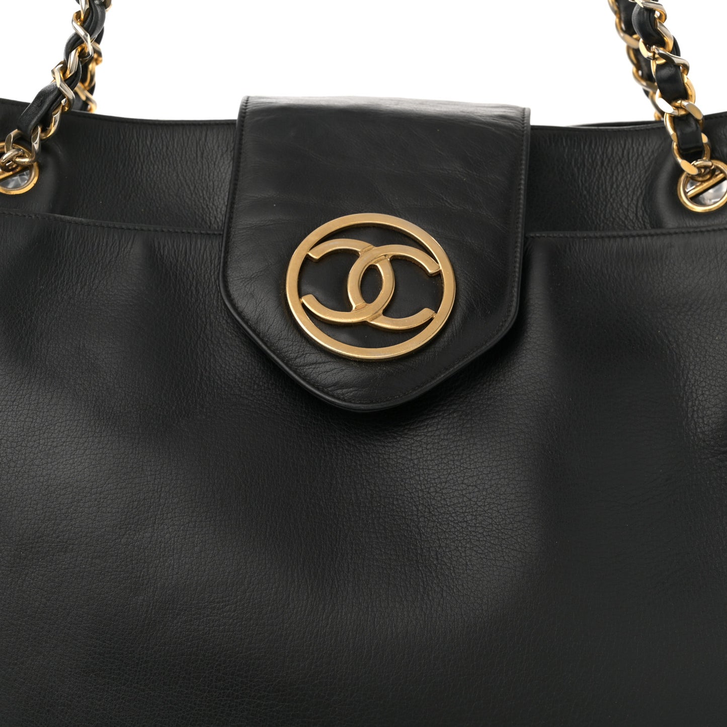 Lambskin Quilted Shopping Tote Black