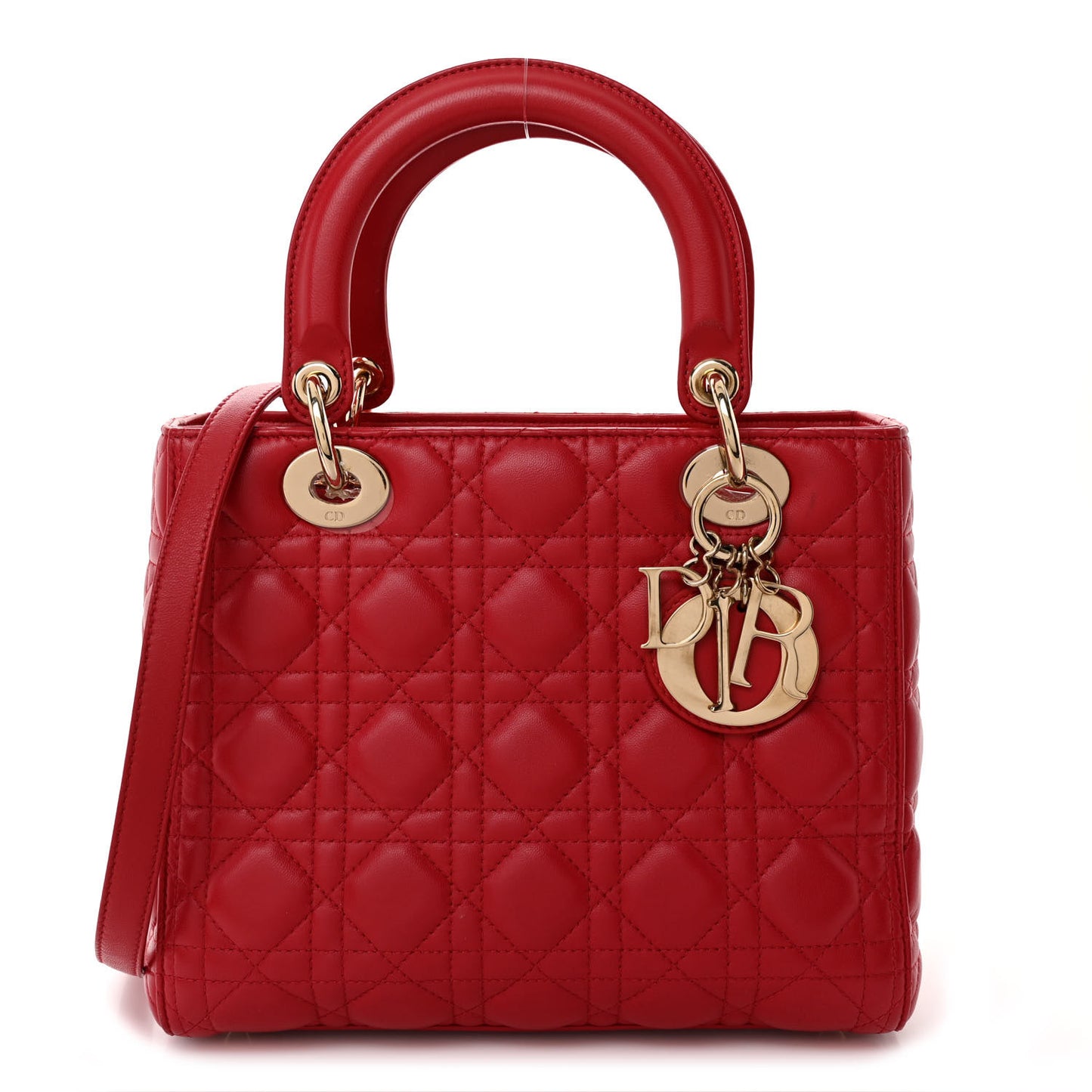 Lambskin Cannage Medium Lady Dior Red