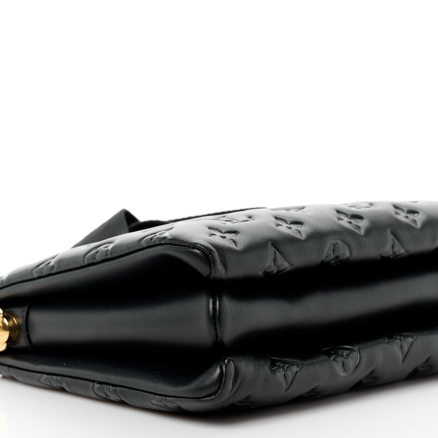 LOUIS VUITTON Lambskin Embossed Monogram Coussin PM Black