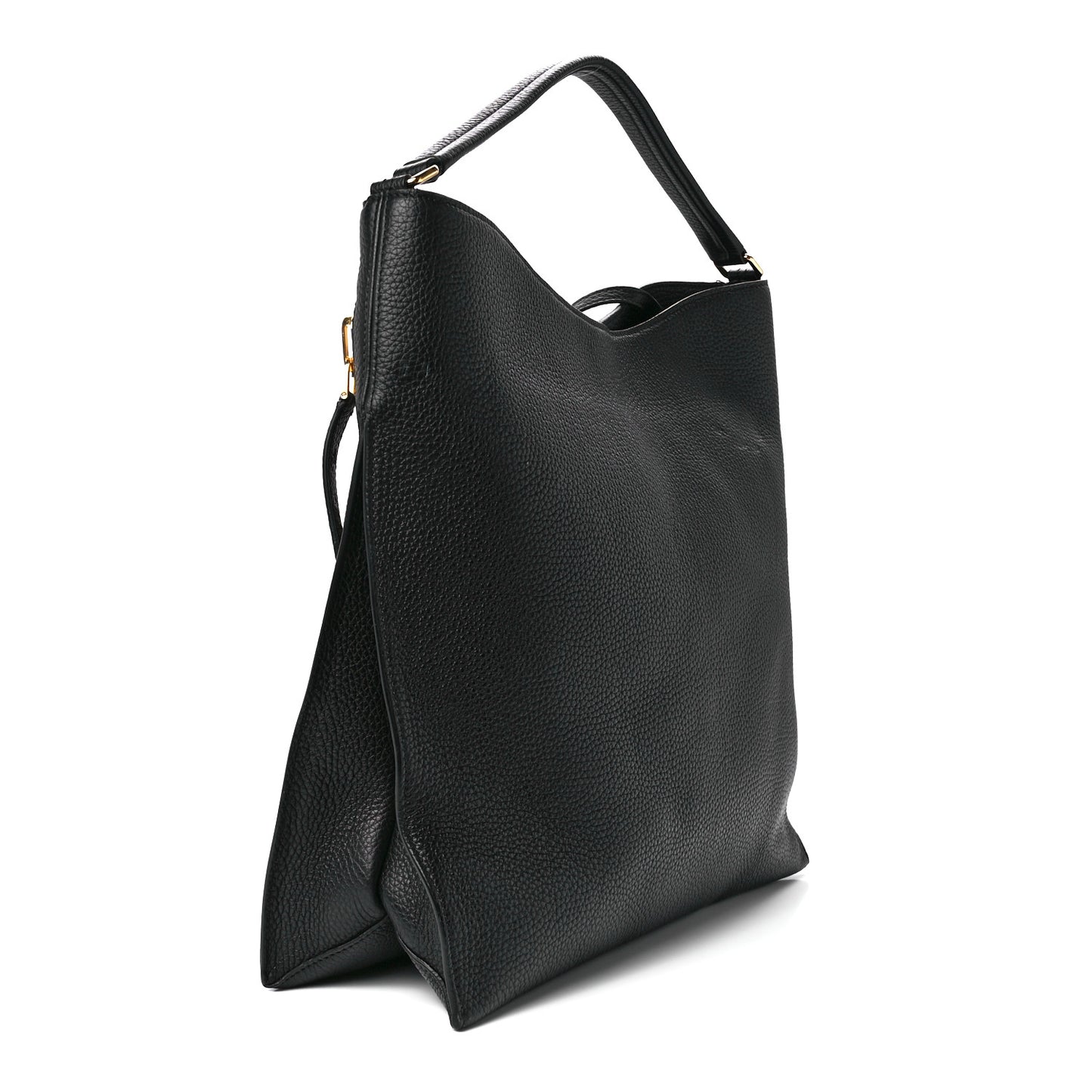 Pebbled Calfskin Small Alix Padlock Zip Hobo Bag Black