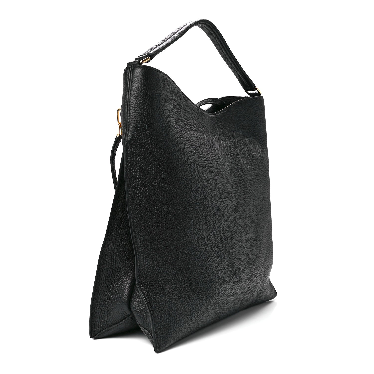Tom Ford Pebbled Calfskin Small Alix Padlock Zip Hobo Bag Black 4 of 14