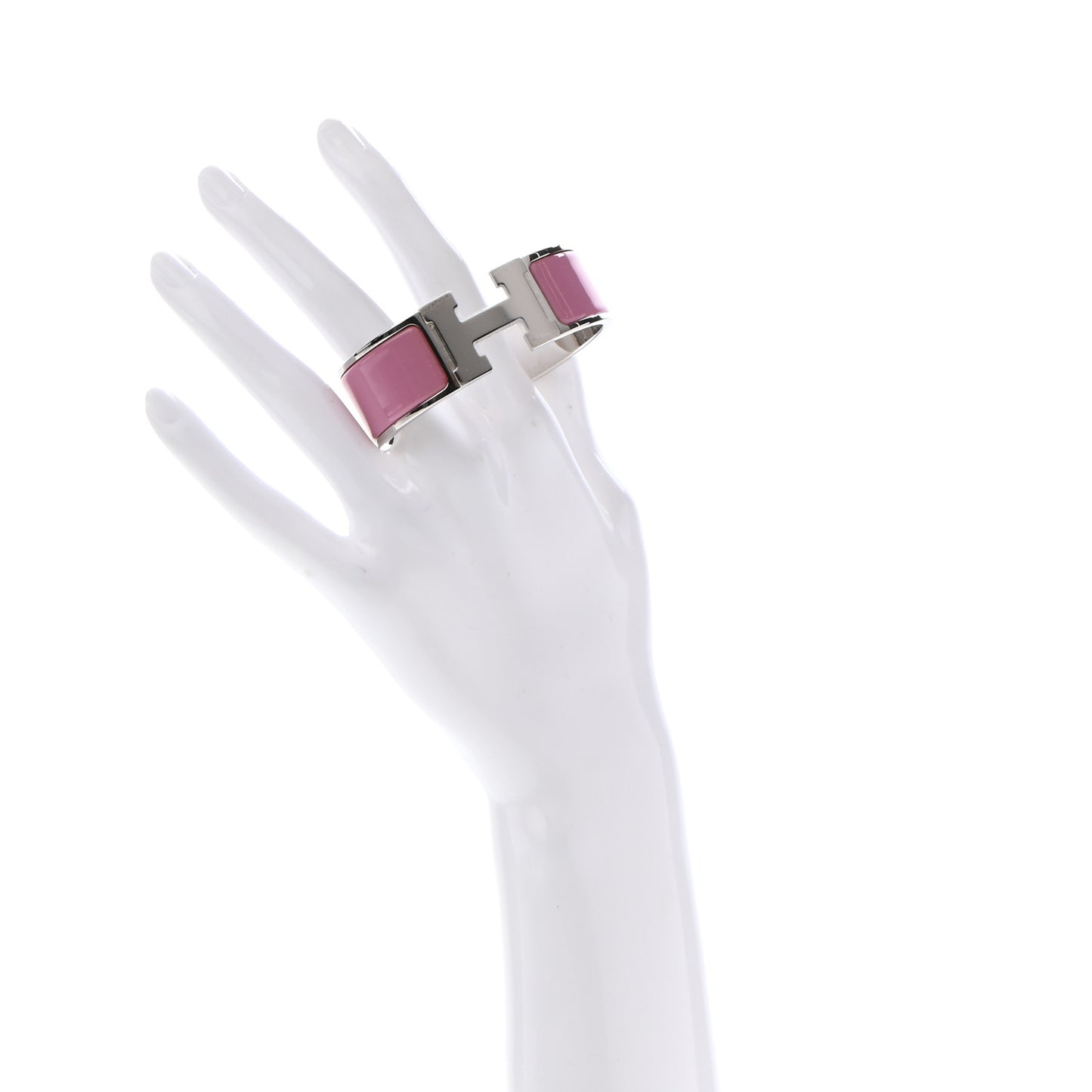 Enamel Wide Clic Clac H Bracelet PM Rose Flamingo