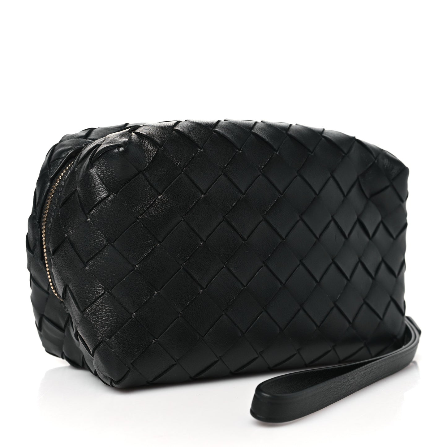 Nappa Intrecciato Zip Wristlet Clutch Black