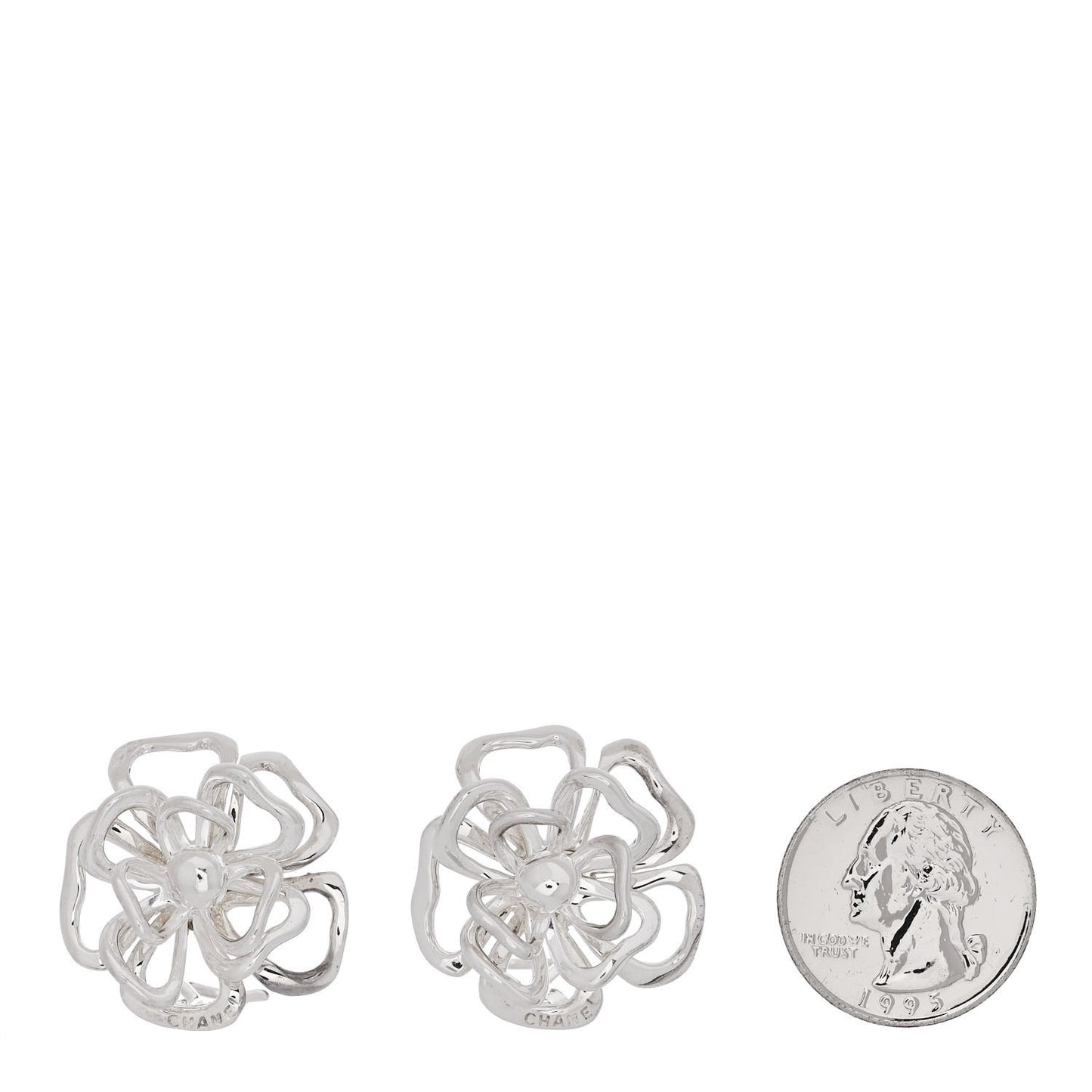 Sterling Silver Camellia Clip On Earrings