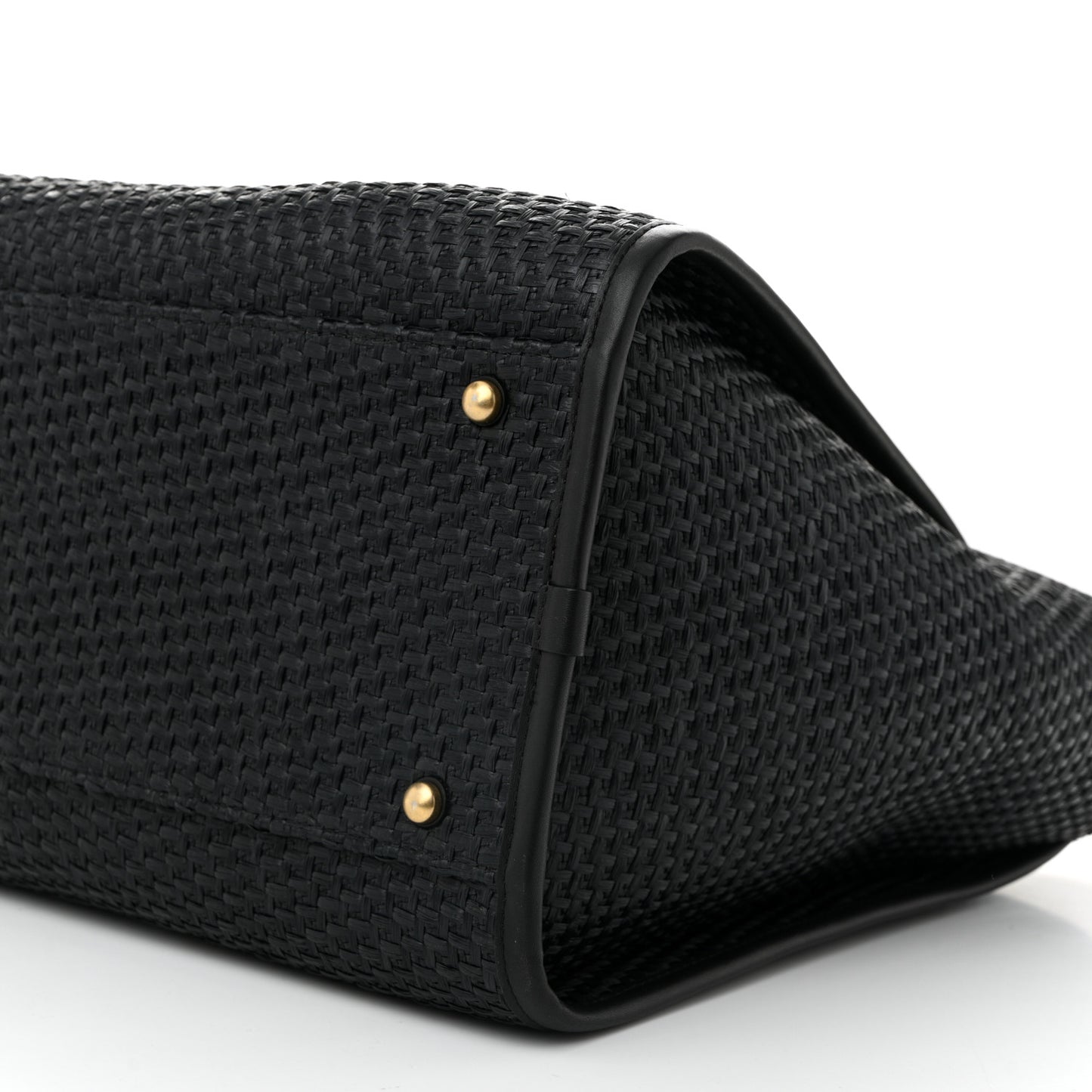 Straw Raffia Calfskin Chain Medium Deauville Tote Black