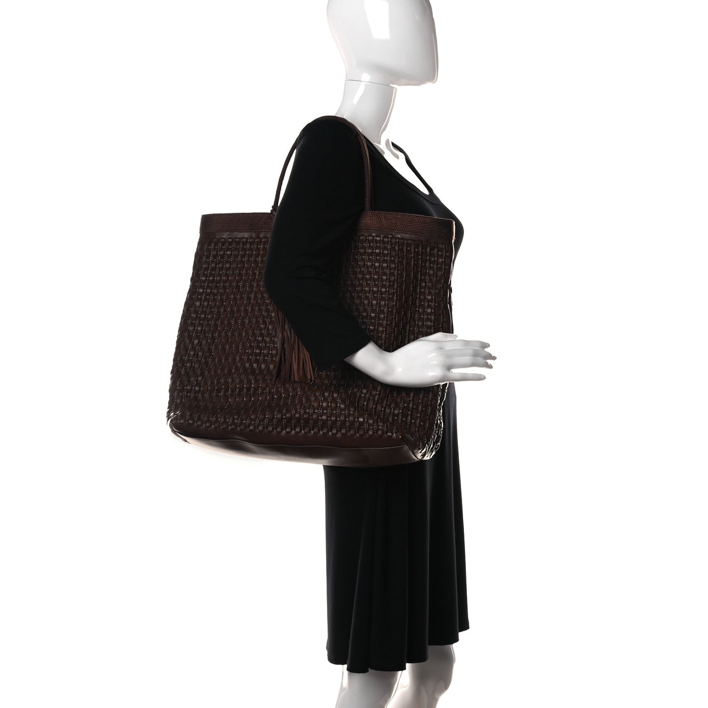 Calfskin Woven Patti Tote Brown
