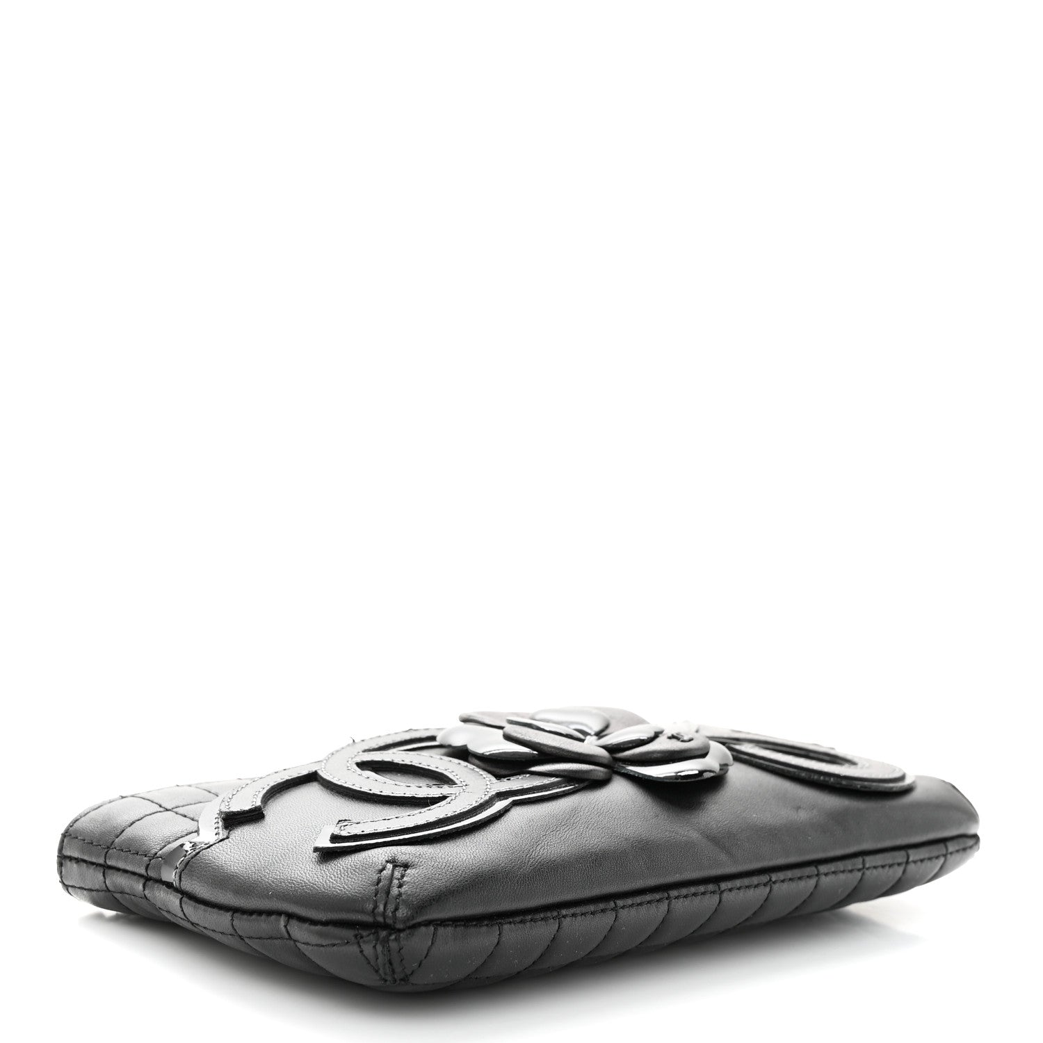 Chanel Lambskin Camellia No. 5 Chain Pouch Black 4 of 10