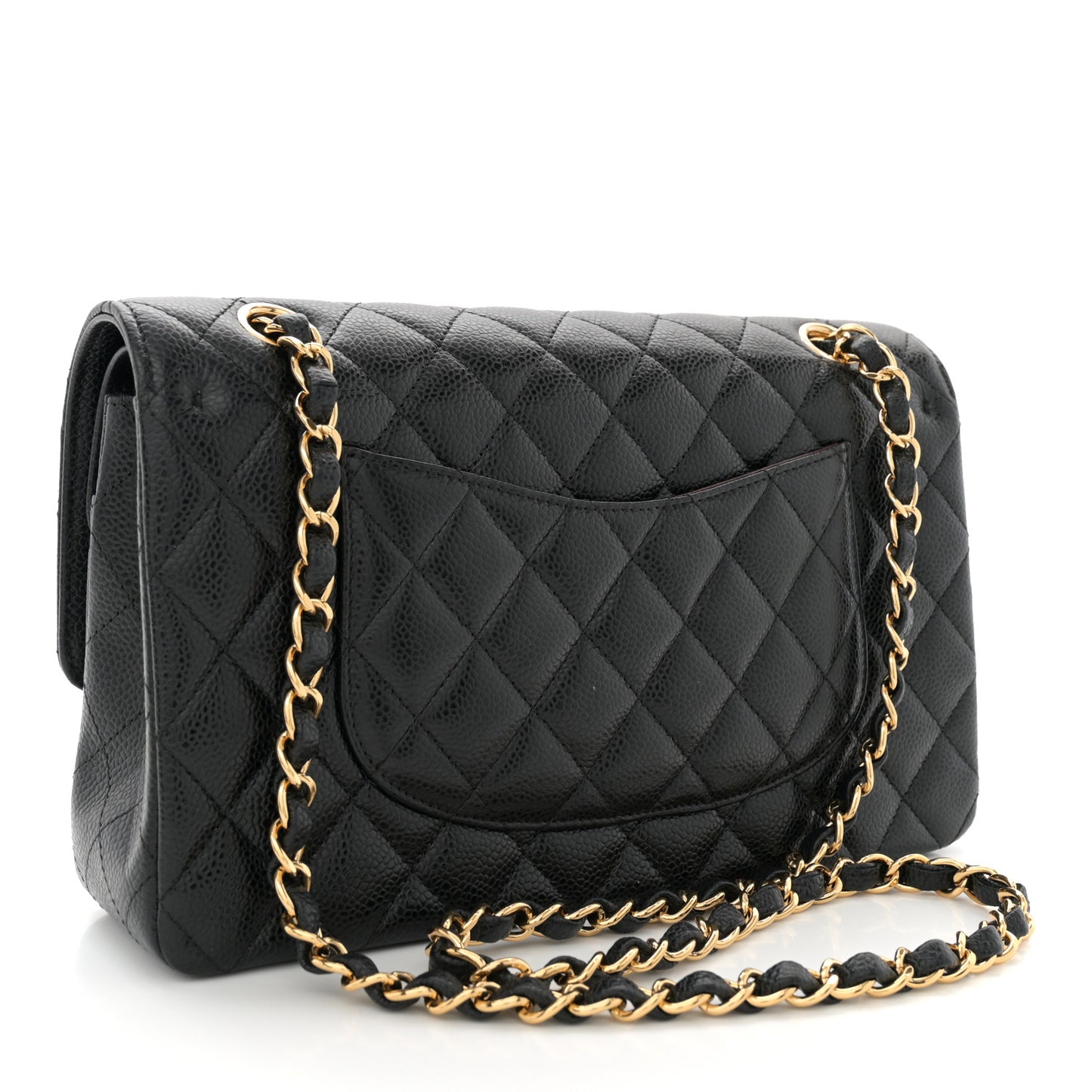 Caviar Quilted Medium Double Flap Black