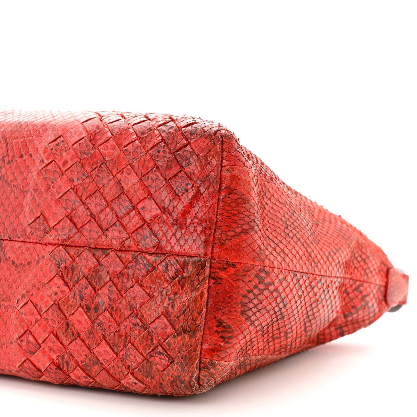 Snakeskin Intrecciato Small Shoulder Bag Red Multicolor