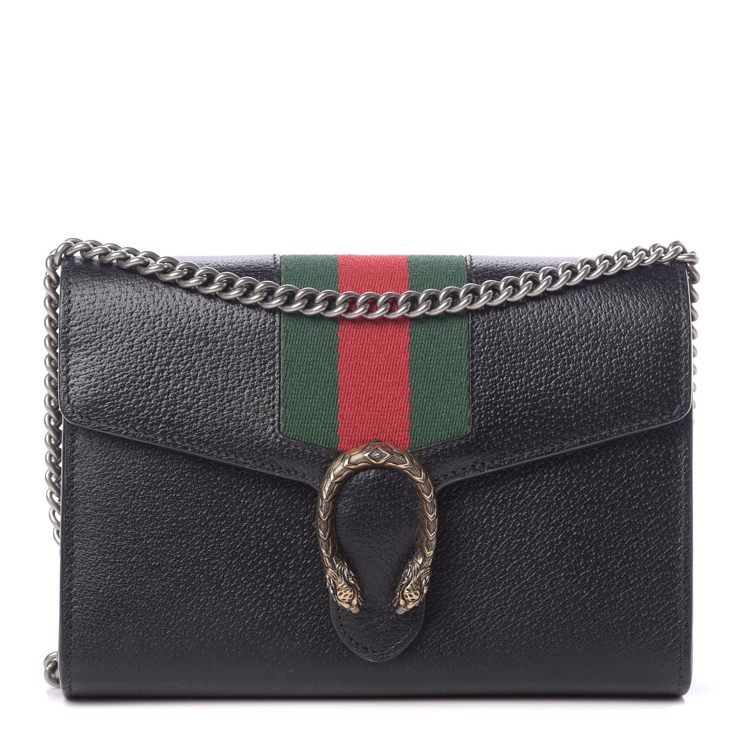 Calfskin Web Mini Dionysus Chain Wallet Black