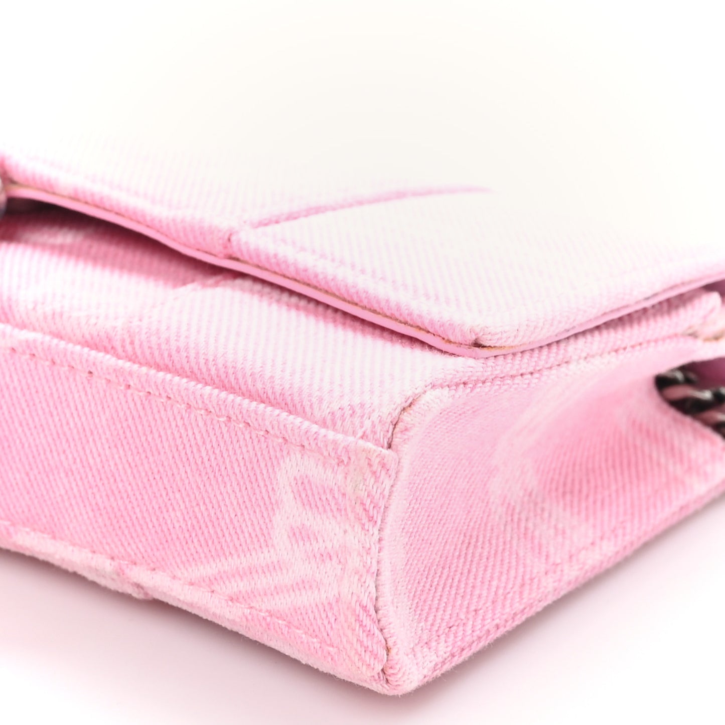 Washed Denim BB Monogram XS Hourglass Wallet On Chain Pink