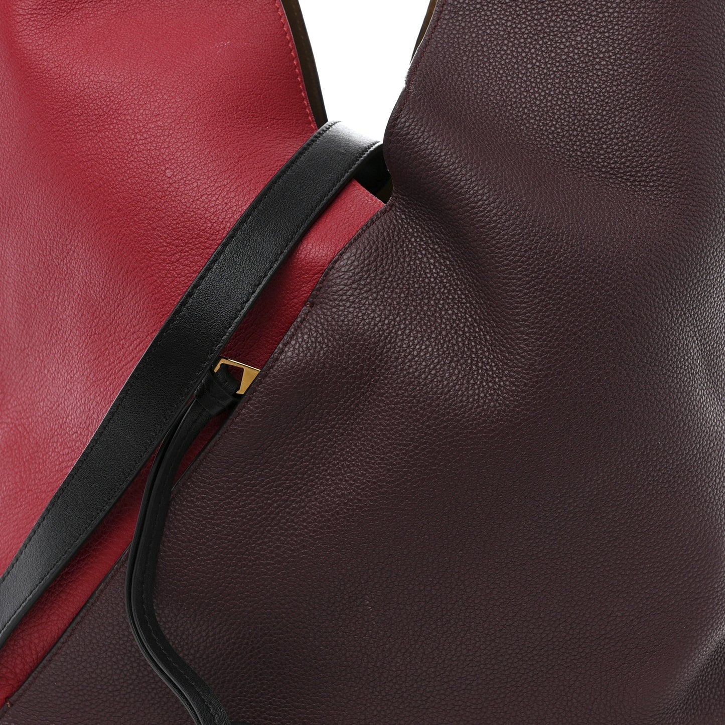 Grained Calfskin Colorblock Sling Hobo Red Oxblood Burgundy