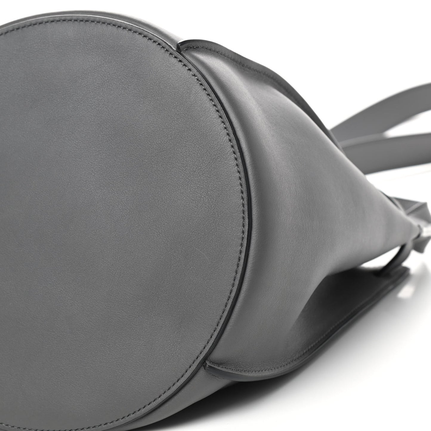 Smooth Calfskin Long Strap Big Bucket Bag Grey