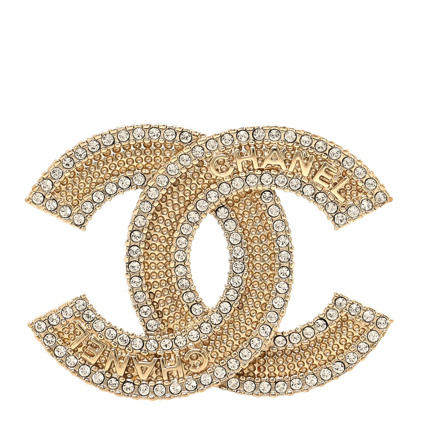 Crystal CC Brooch Light Gold