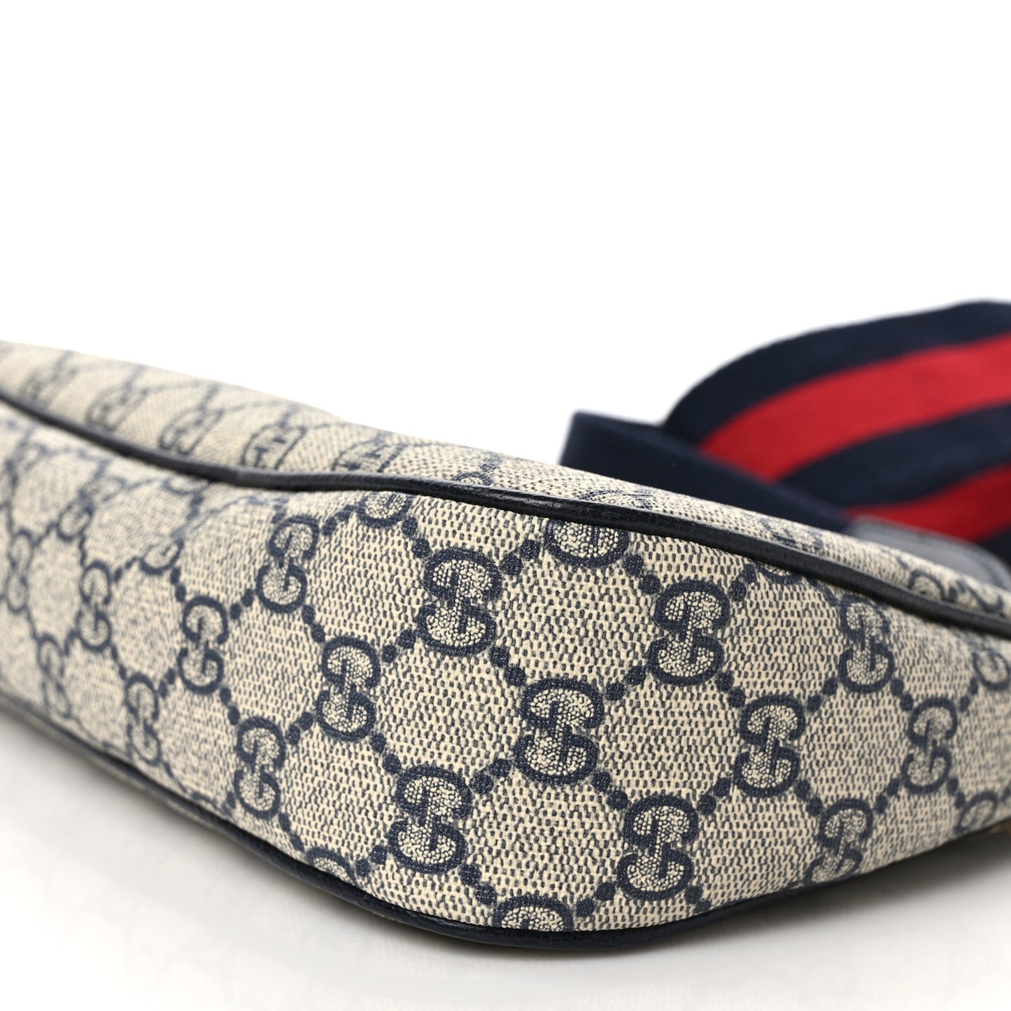 GG Supreme Monogram Textured Dollar Calfskin Web Small Ophidia GG Handbag Beige Blue