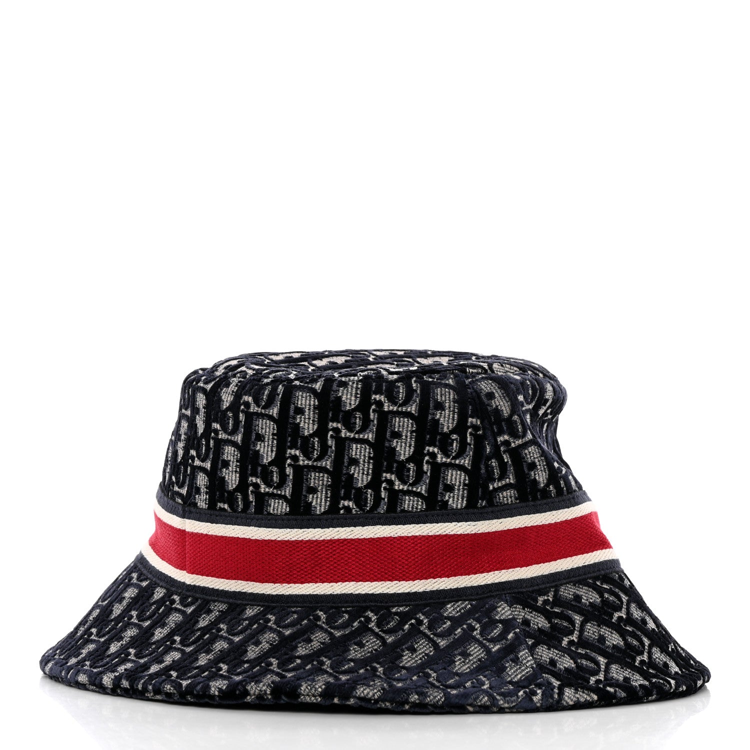 Christian Dior Velvet Oblique Large Brim Bucket Hat 57 Bleu Red 5 of 8