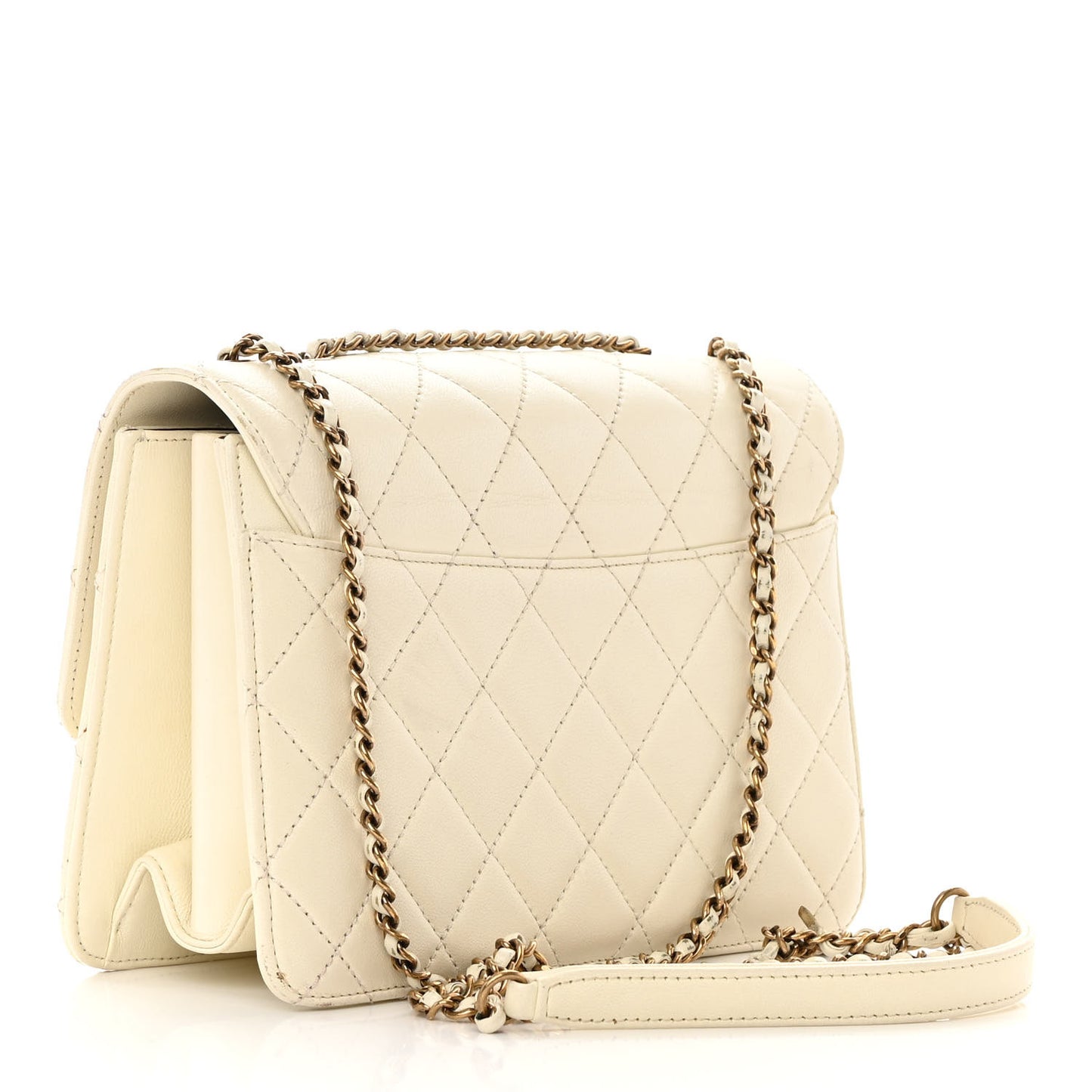 Sheepskin Quilted Beauty Lock Flap White