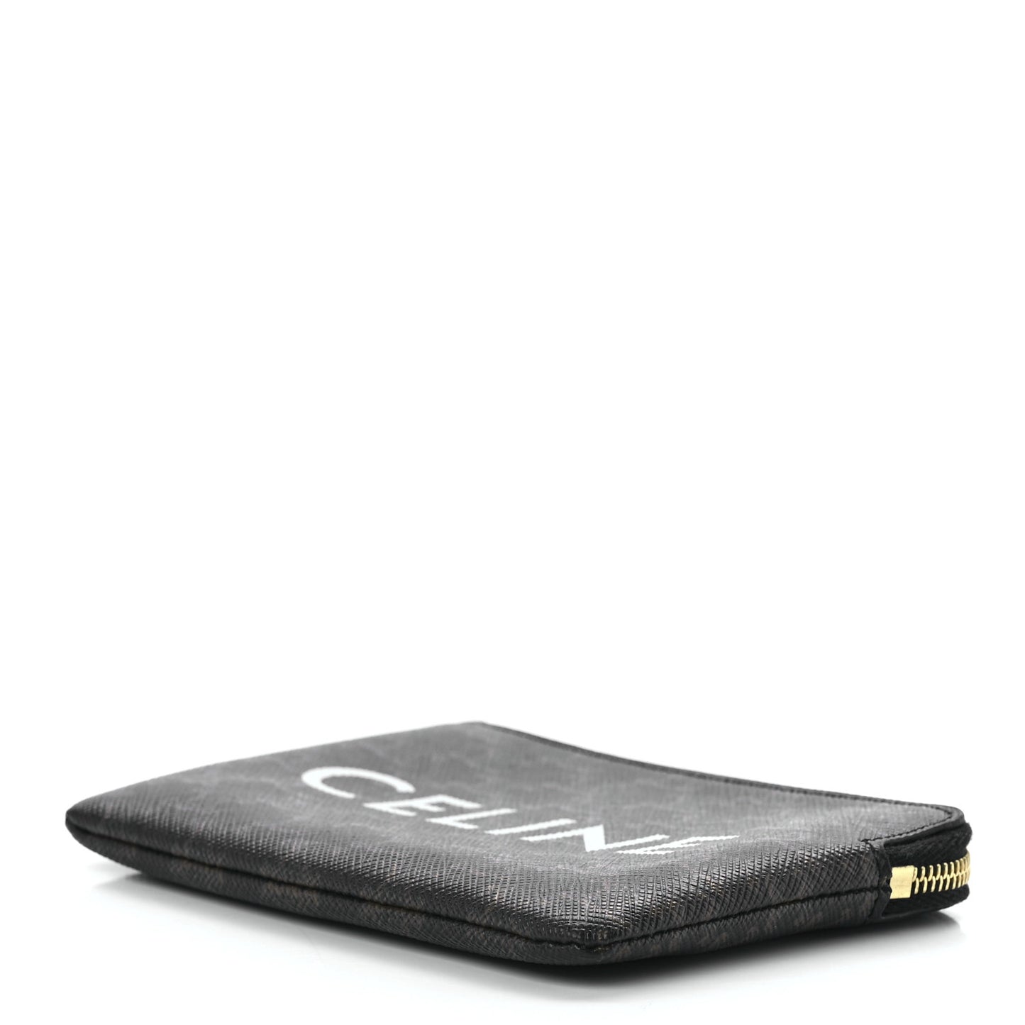 Triomphe Canvas Logo Coin and Card Pouch With Hook Black