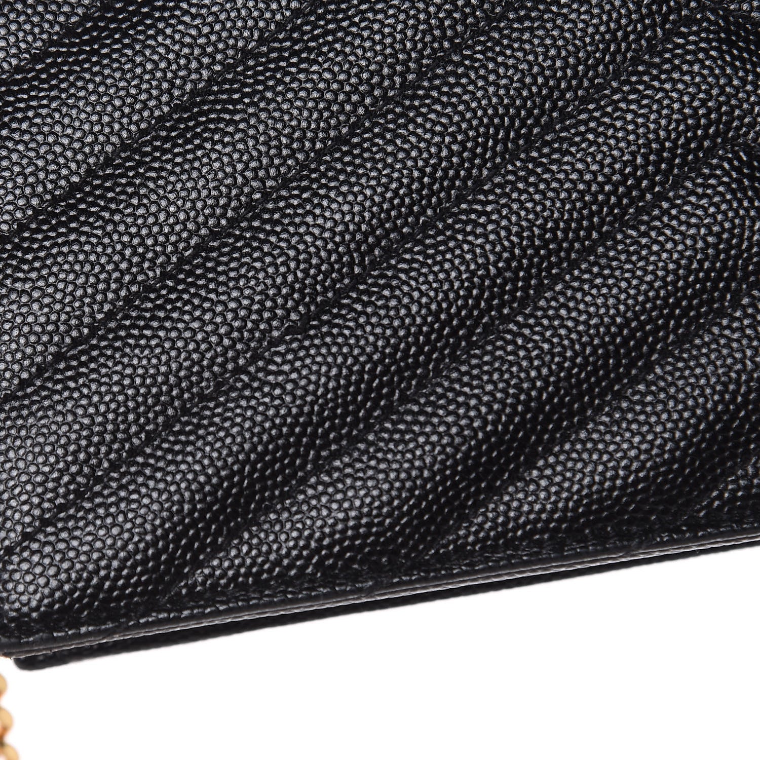 Saint Laurent Grain De Poudre Matelasse Chevron Monogram Envelope Chain Wallet Black 10 of 14