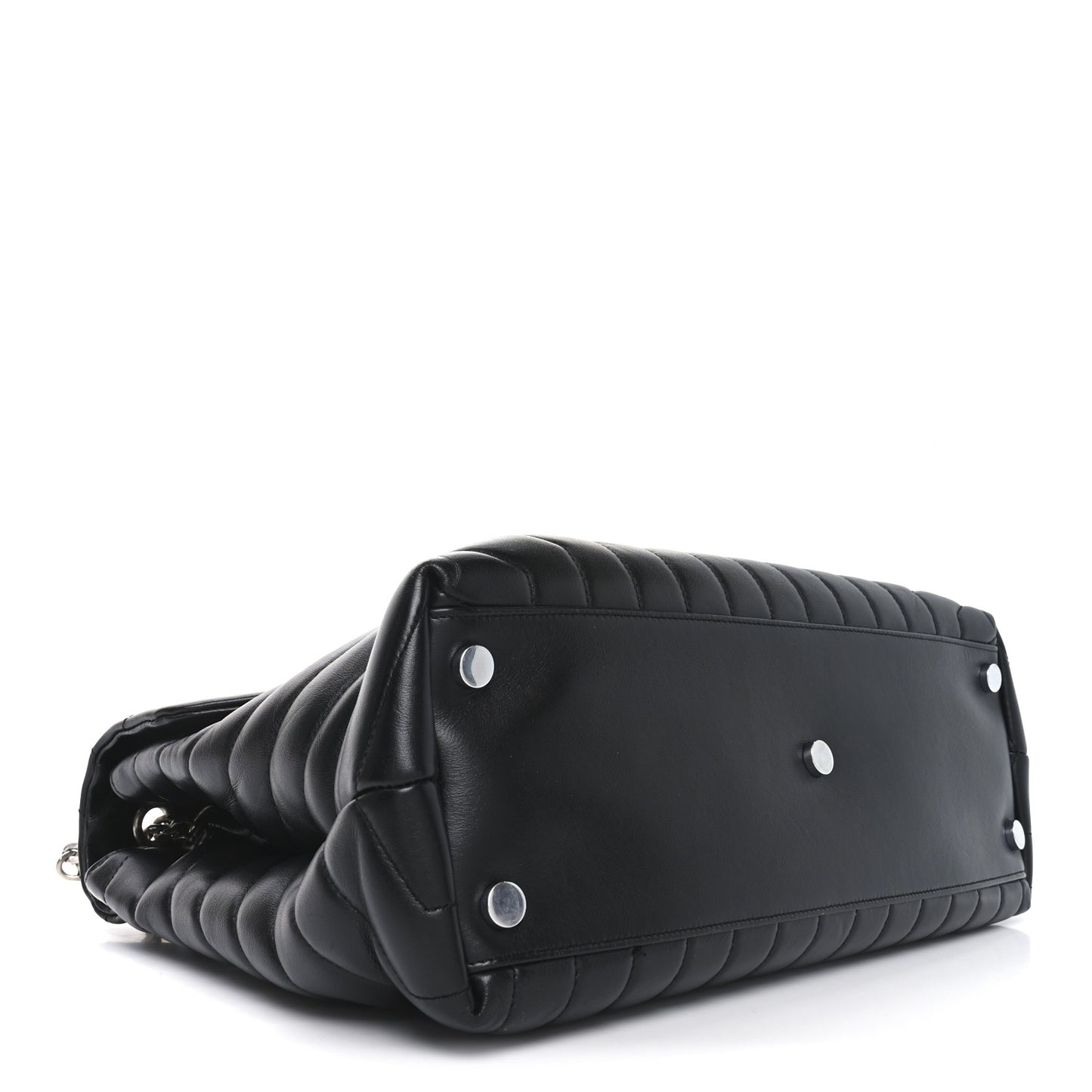 Calfskin Y Quilted Monogram Large Loulou Chain Satchel Black