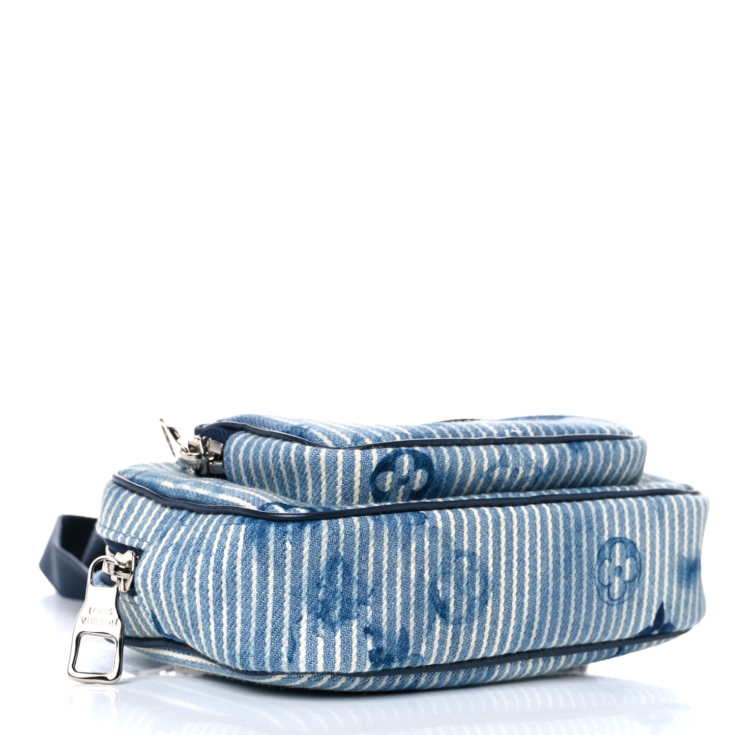 Hickory Stripes Denim Monogram Watercolor Outdoor Pouch Blue