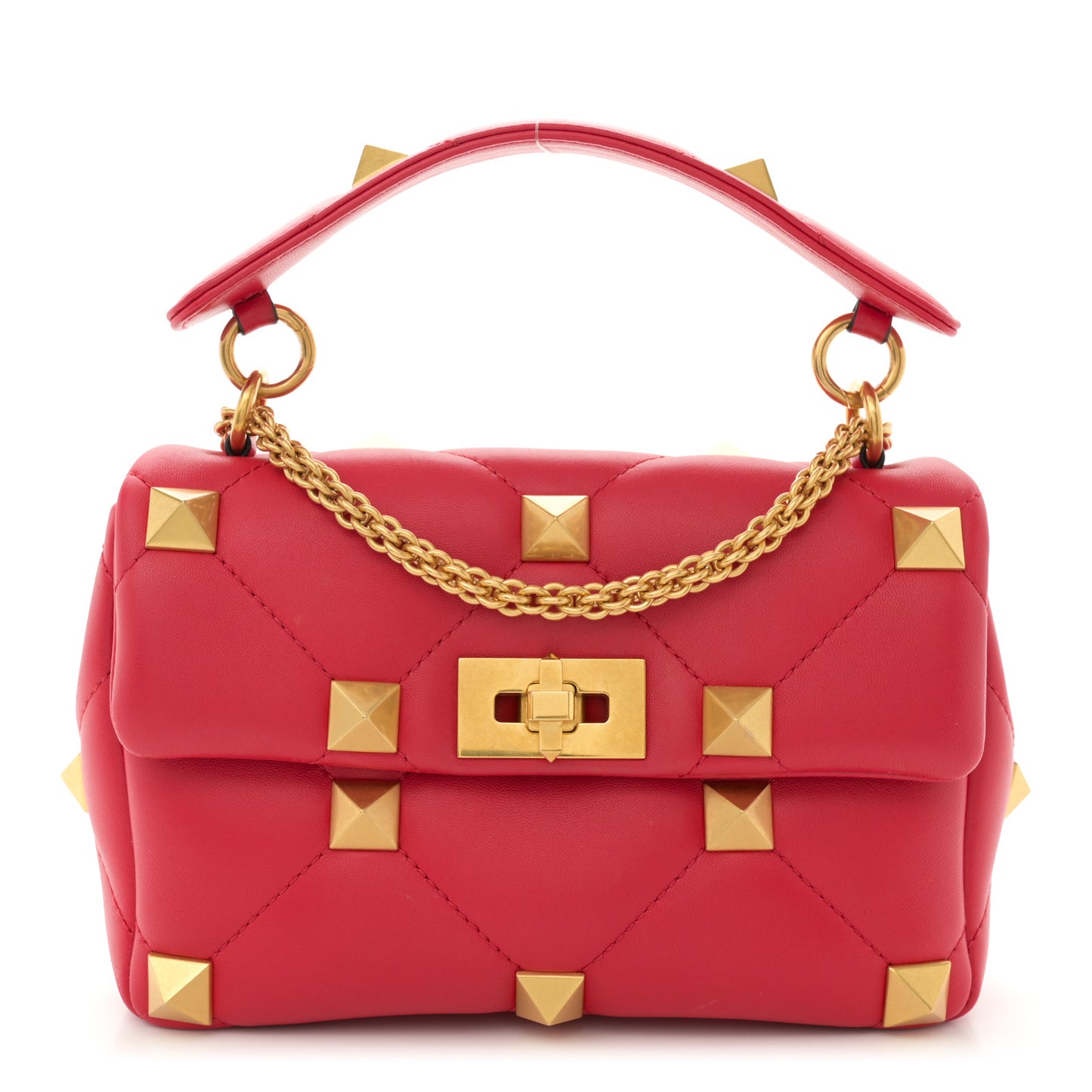 Nappa Medium Roman Stud Shoulder Bag Rouge Pur