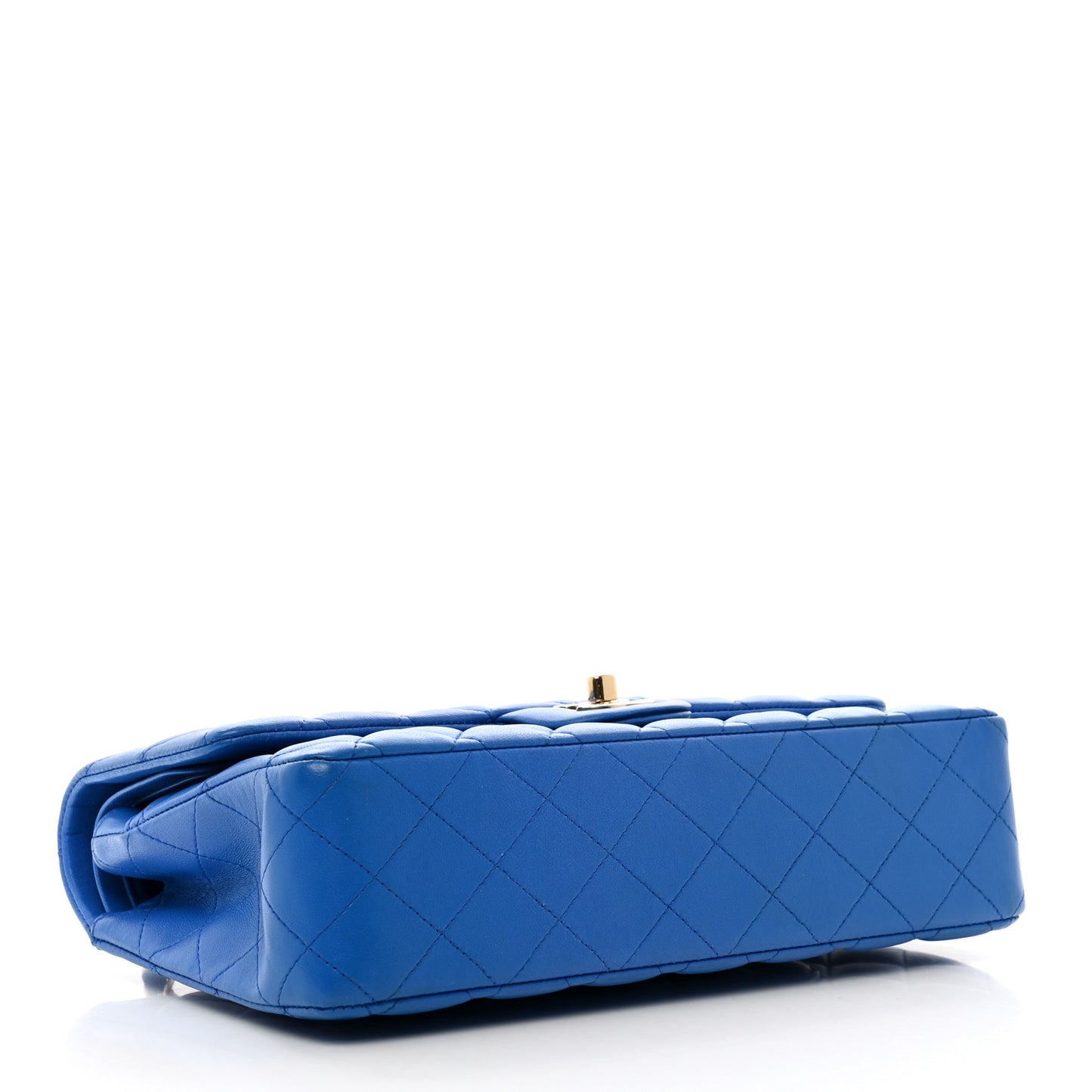 Lambskin Quilted Medium Double Flap Blue
