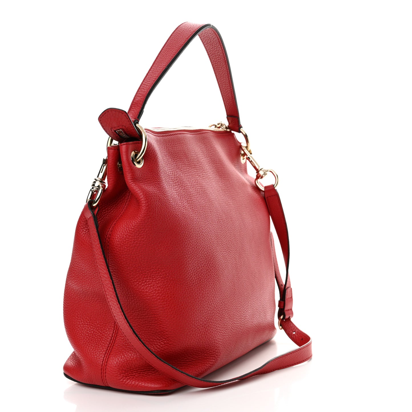 Pebbled Calfskin Large Soho Hobo Tabasco Red