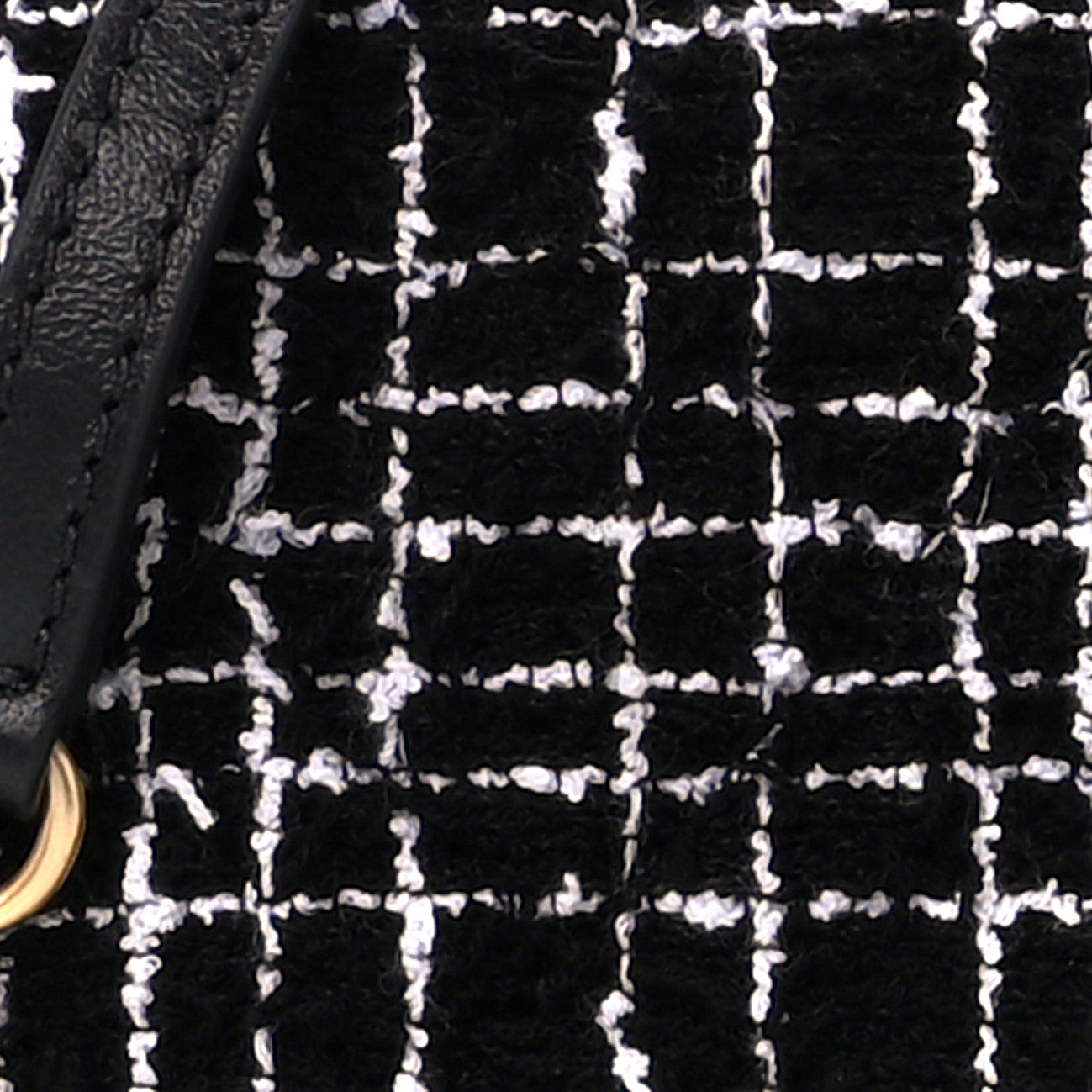 Tweed Lambskin Quilted Top Handle Flap Black White
