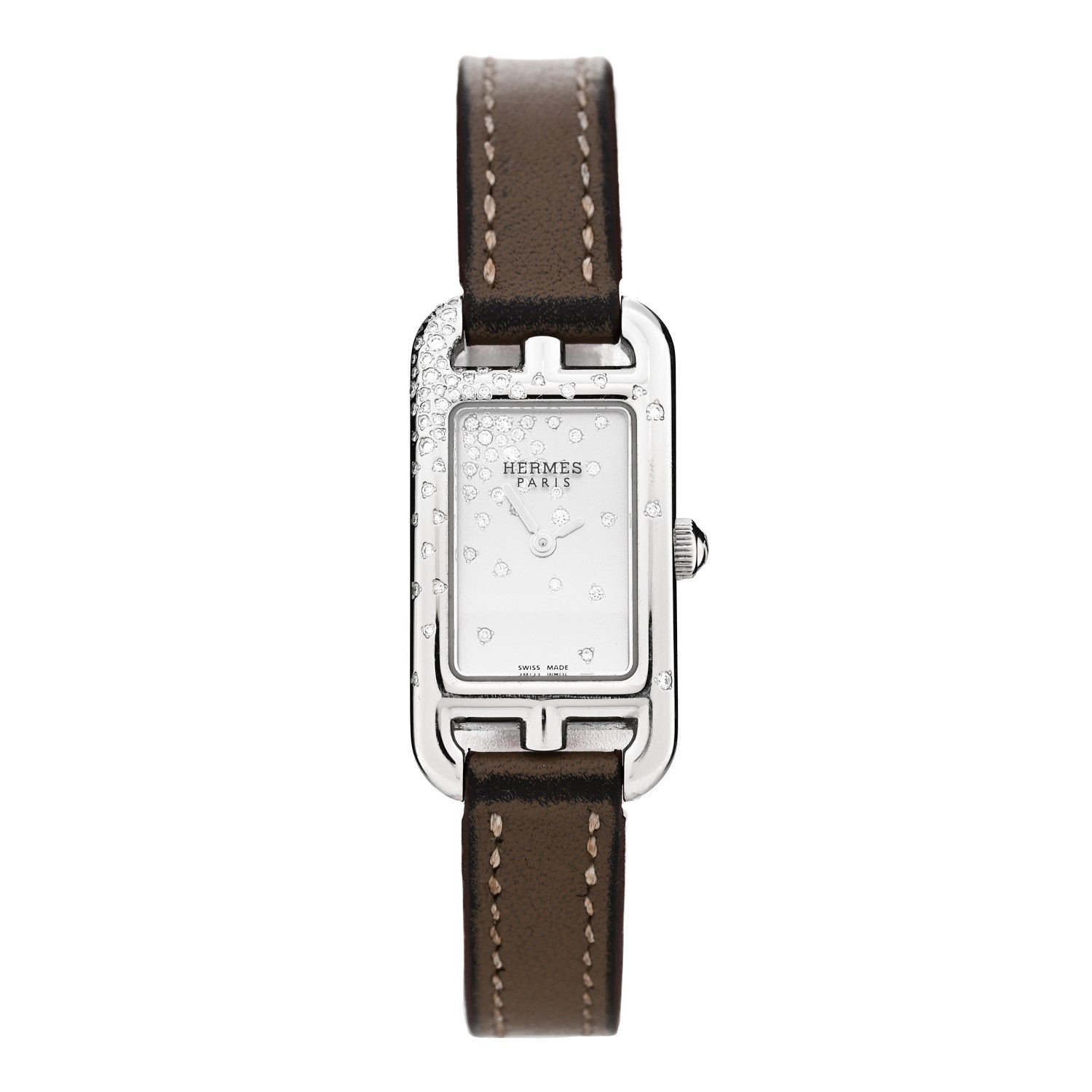 HERMES セッター　エルメス Hermes Stainless Steel Swift Diamond 17mm Nantucket Jete De