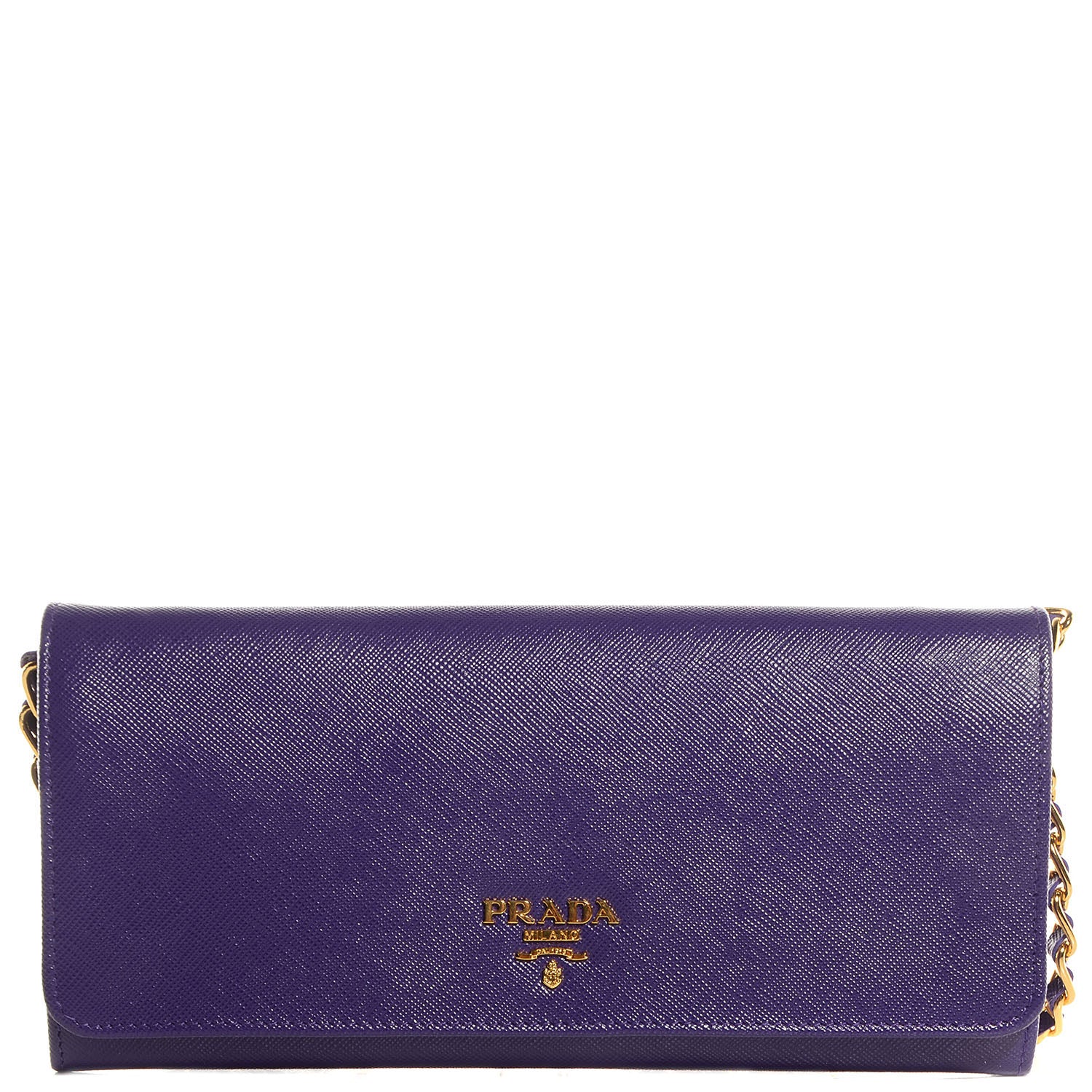 Prada Saffiano Metal Oro Chain Wallet Viola 83834 – FASHIONPHILE