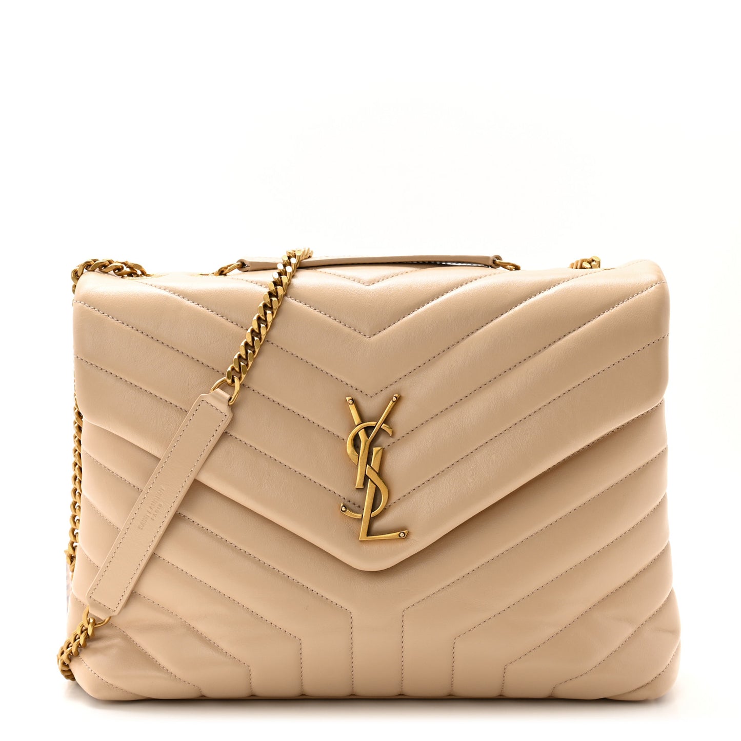 Calfskin Y Quilted Monogram Medium Loulou Chain Satchel Nude Powder