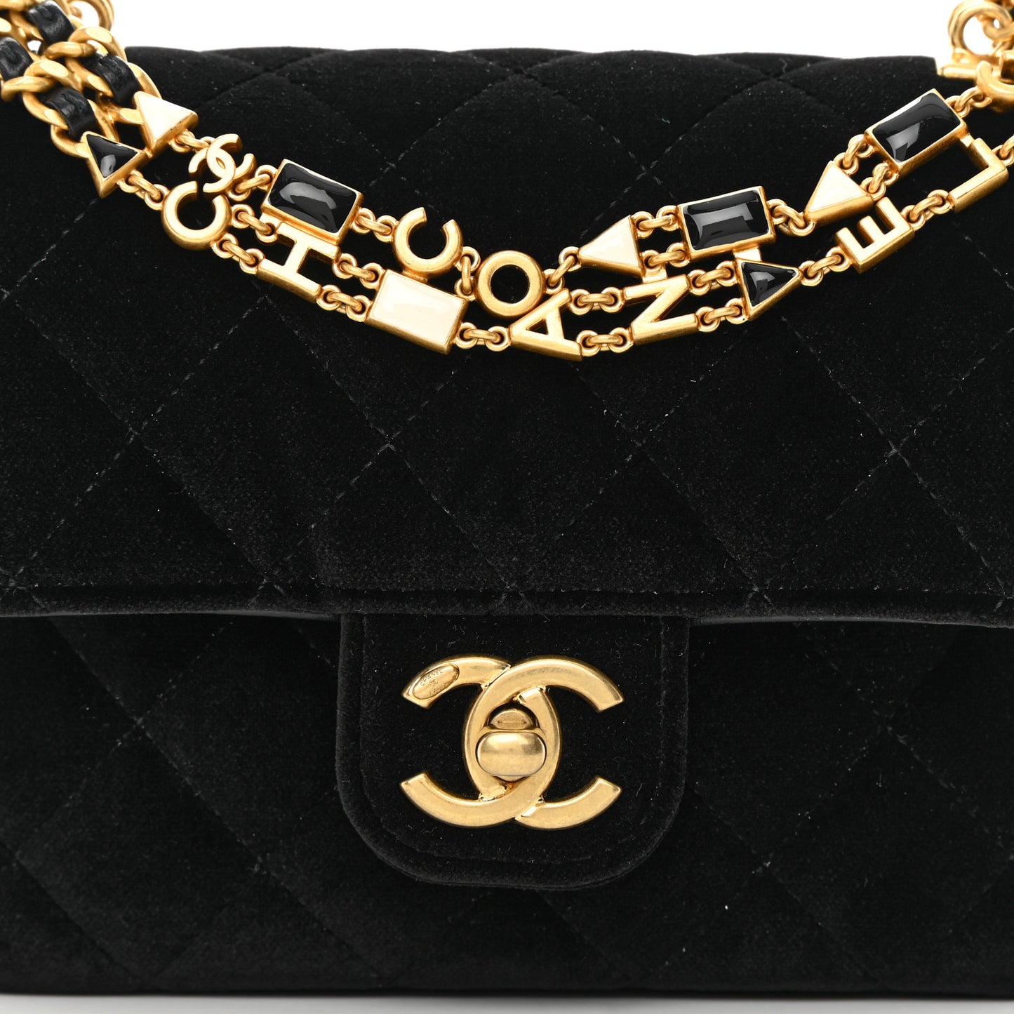 Velvet Enamel Mini Flap Black