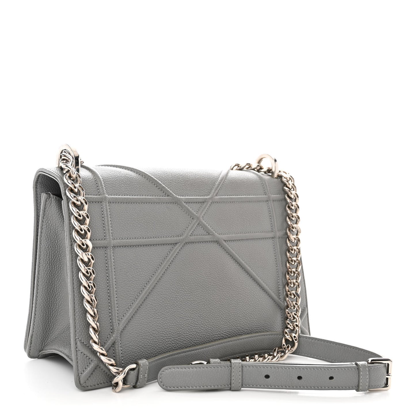 Grained Calfskin Medium Diorama Flap Bag Gris