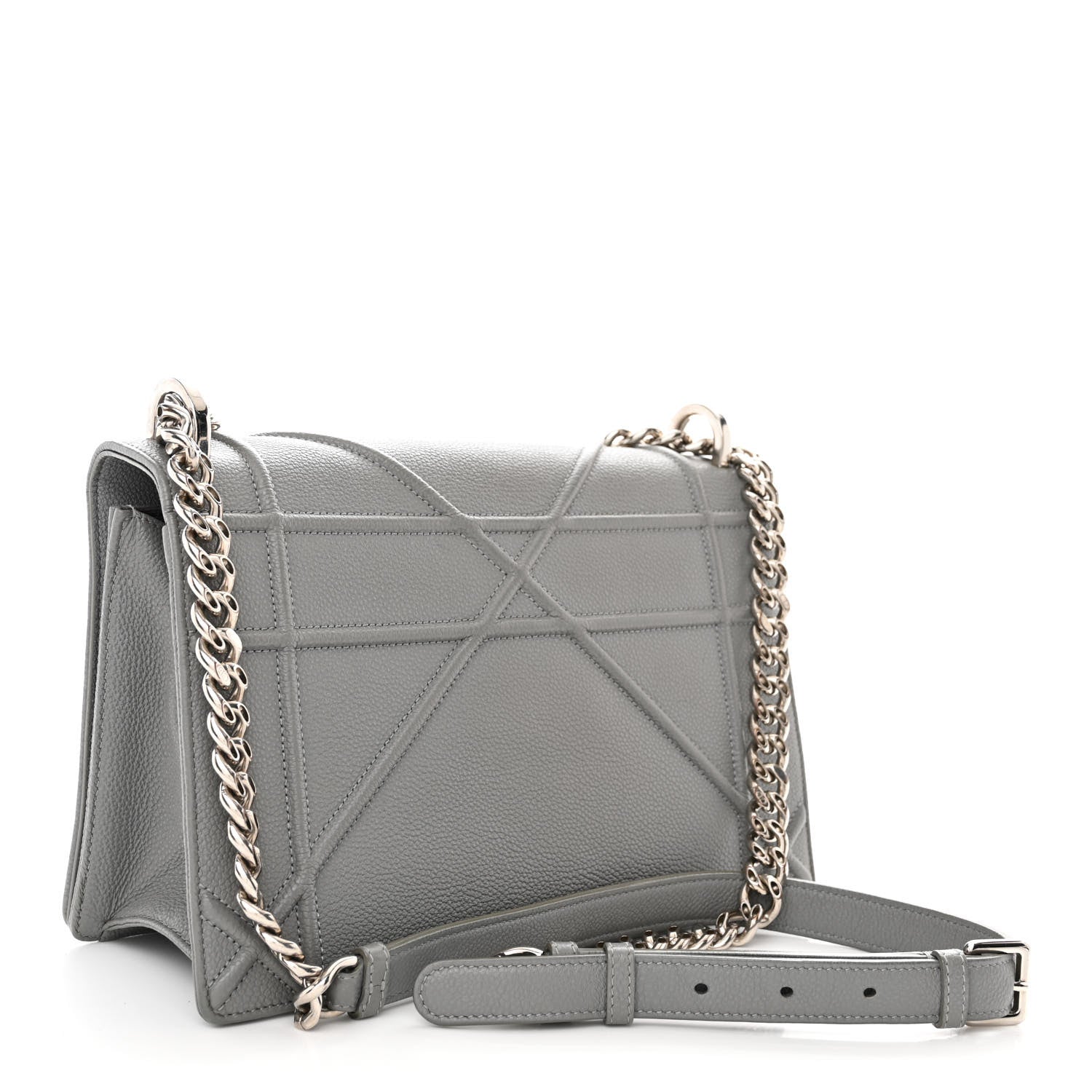 Christian Dior Grained Calfskin Medium Diorama Flap Bag Gris 3 of 10