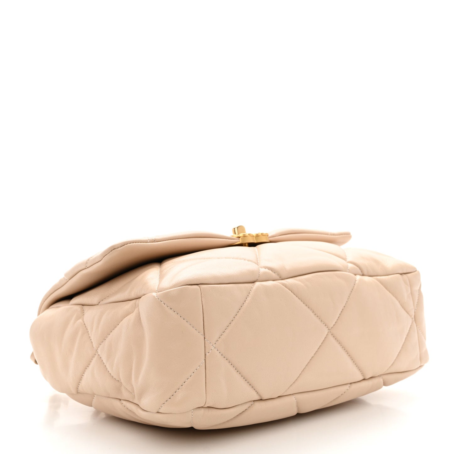 Lambskin Quilted Large Chanel 19 Flap Beige