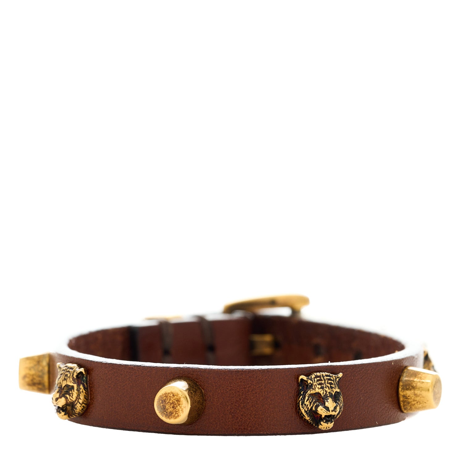 Gucci Calfskin Feline Heads Bracelet Brown 1 of 6