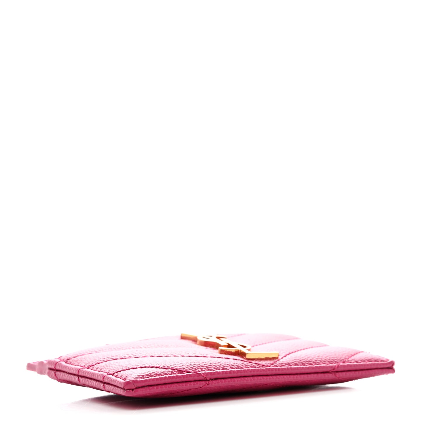 Grain De Poudre Matelasse Chevron Monogram Credit Card Case Fresh Fuxia