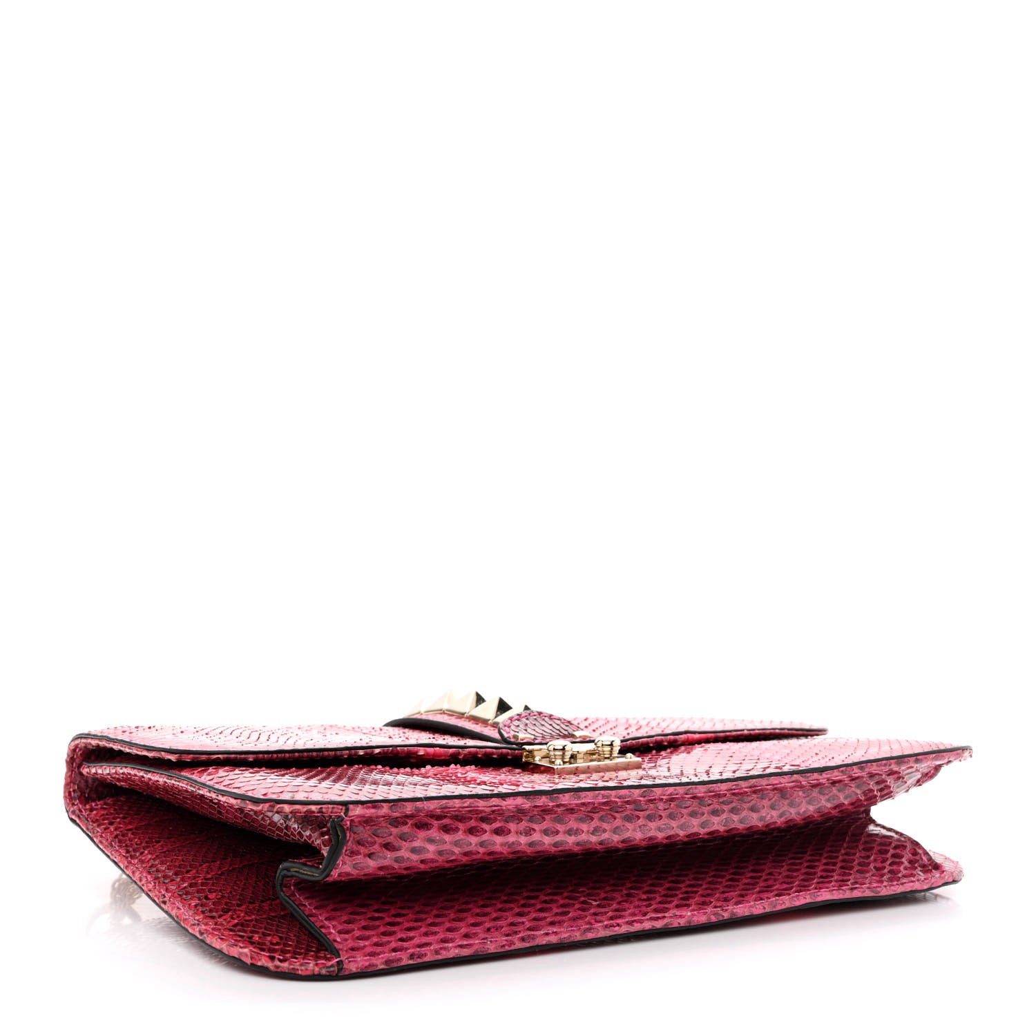 Valentino Garavani Snakeskin Large Glam Lock Rockstud Flap Pop Fuxia 4 of 10