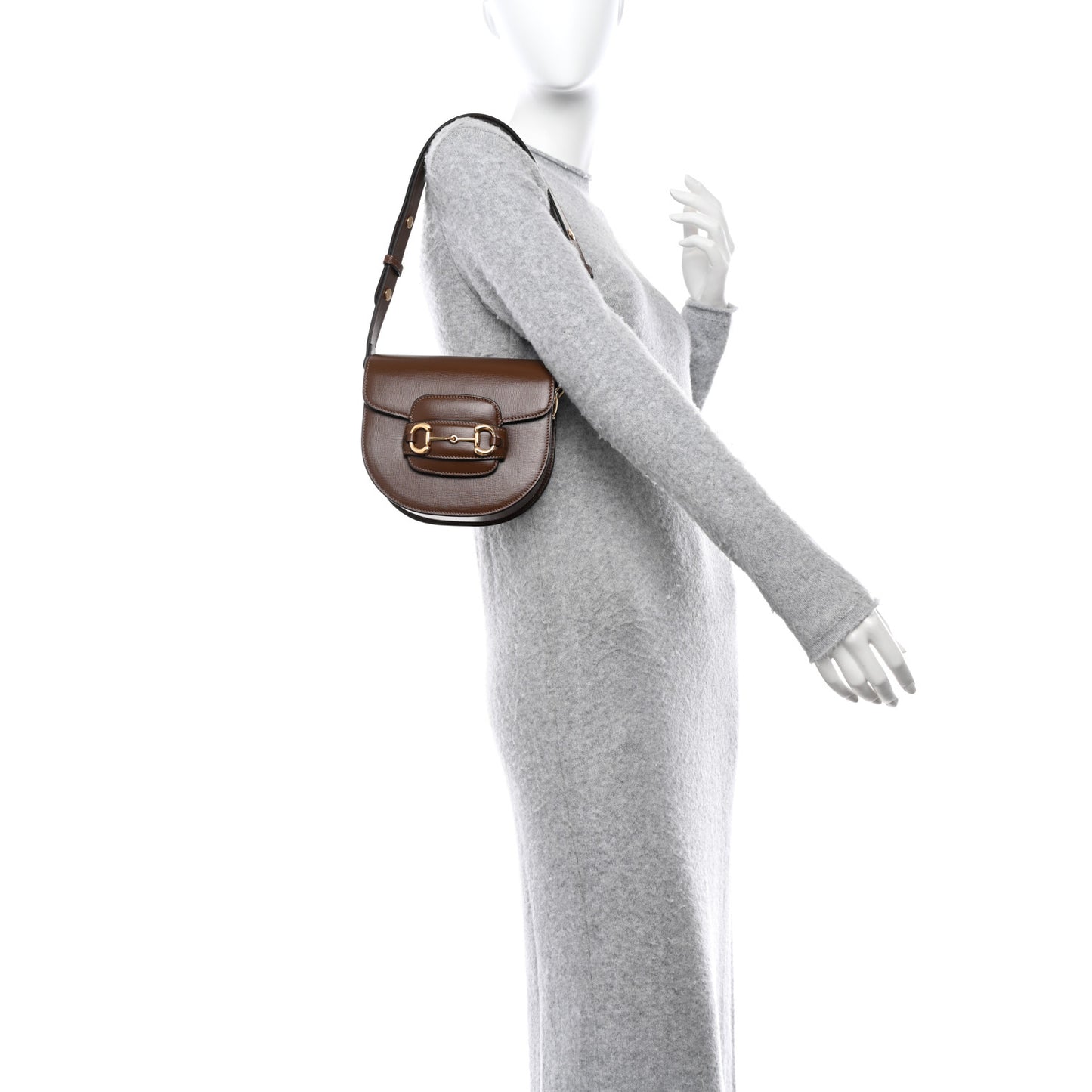 Azalea Calfskin Mini Horsebit 1955 Rounded Shoulder Bag Brown Sugar