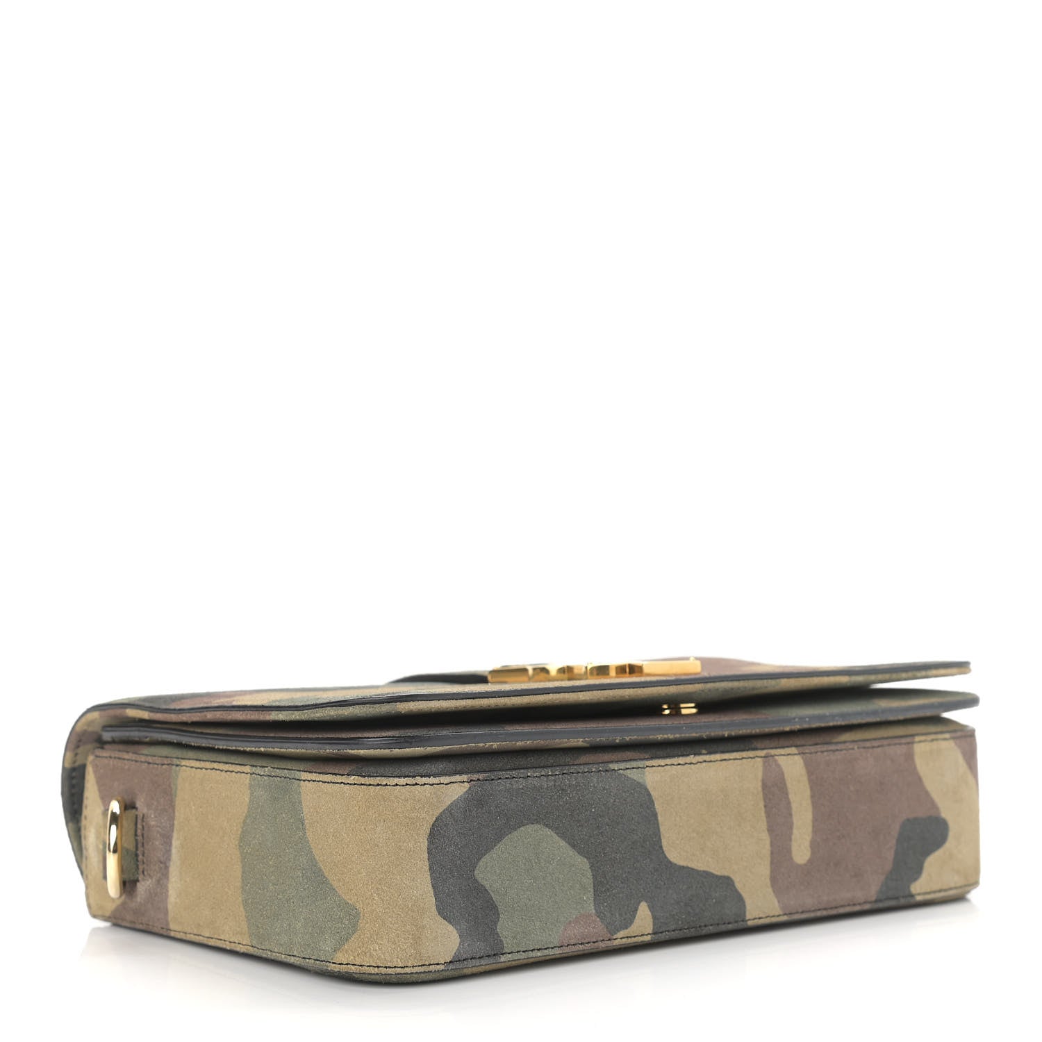 Saint Laurent Suede Monogram University Camouflage Shoulder Bag Green 4 of 11