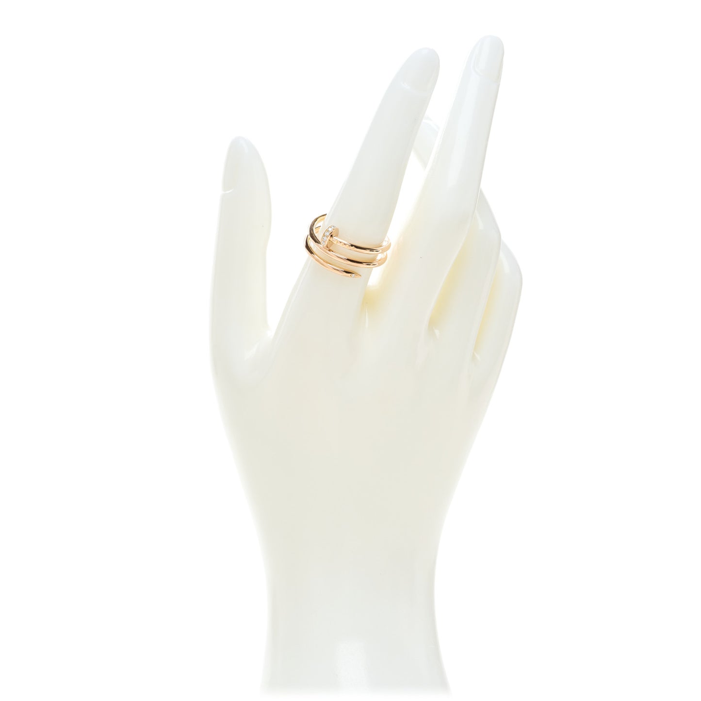 18K Pink Gold Diamond Double Juste Un Clou Ring 56 7.5