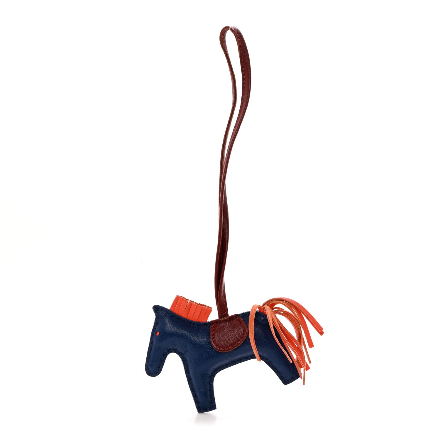 Hermes Milo Lambskin Grigri Rodeo Horse Bag Charm PM Bleu de Malte Rouge H Peony 1 of 5