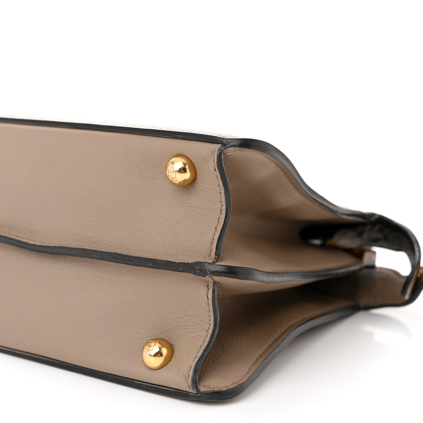 Vitello Seta Shiny Nappa Plexiglass Bi-Color Small Peekaboo I SEE U Satchel Tartaruga Black