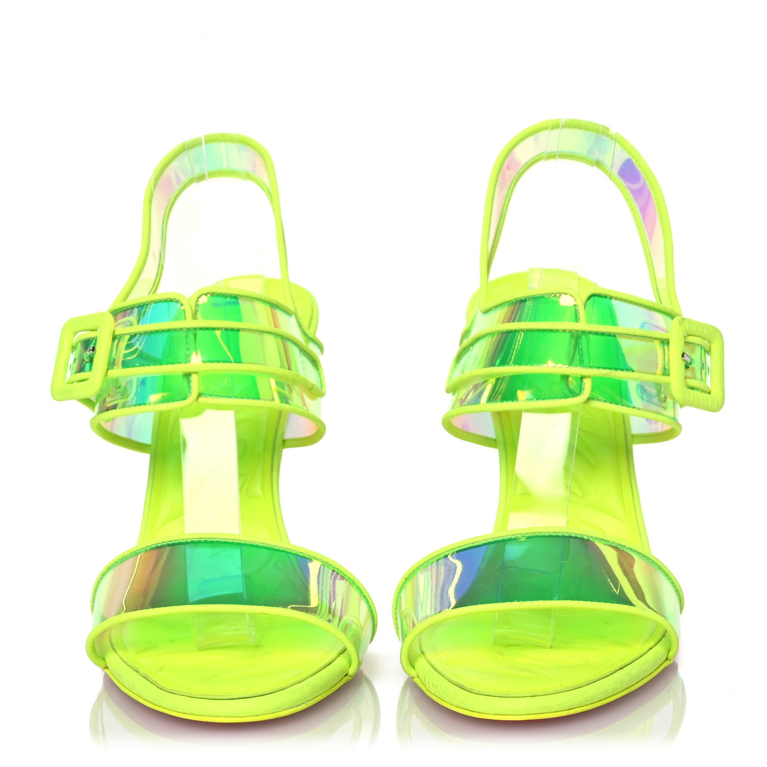 Christian Louboutin PVC Duniss 100 Sandals 38 Fluo Yellow 2 of 14