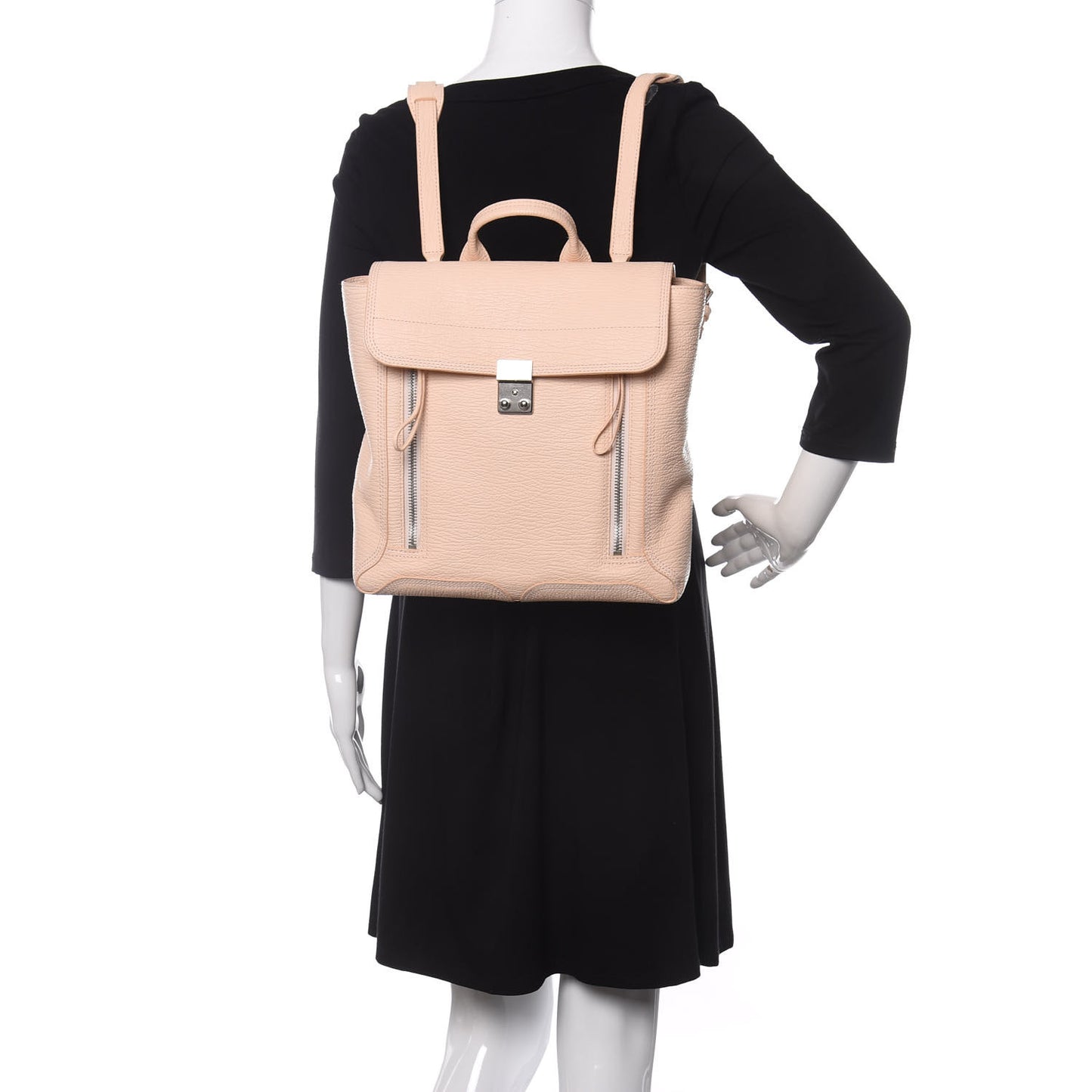 Textured Calfskin Pashli Backpack White Peach