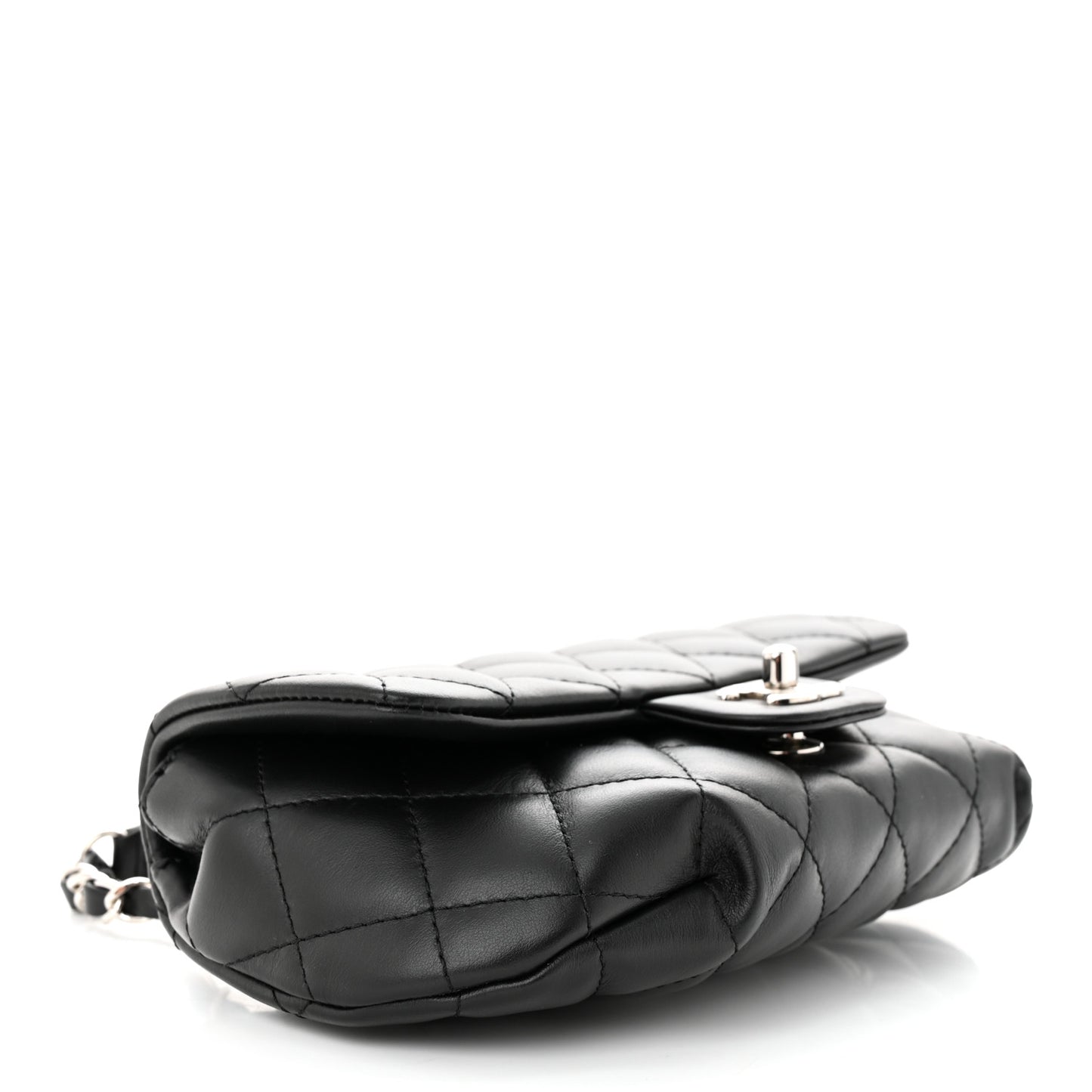Calfskin Quilted CC Uniform Flap Belt Bag Black