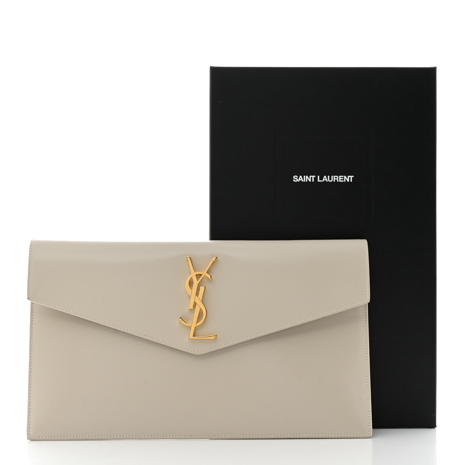 Saint Laurent Smooth Shiny Calfskin Uptown Pouch Crema Soft 8 of 8